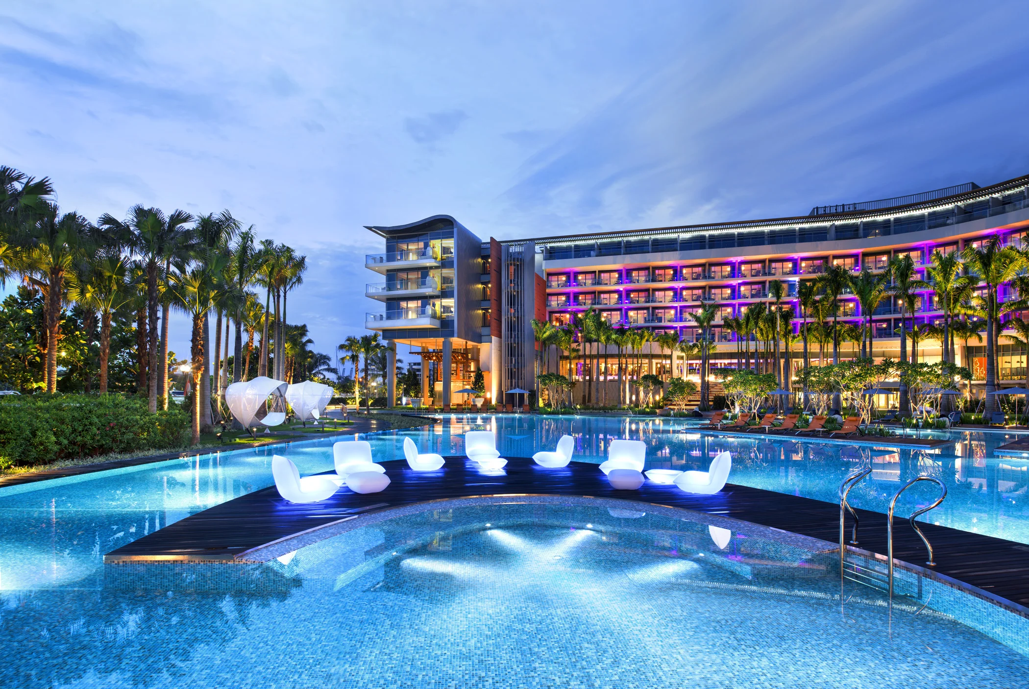 The pool lit up at night - more pics in the YouTube video
