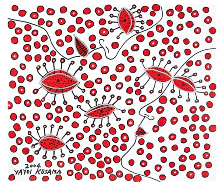 Dots by girls, 2004, Acrylic on canvas, 45.5 x 53 cm. (17.9 x 20.9 in.)