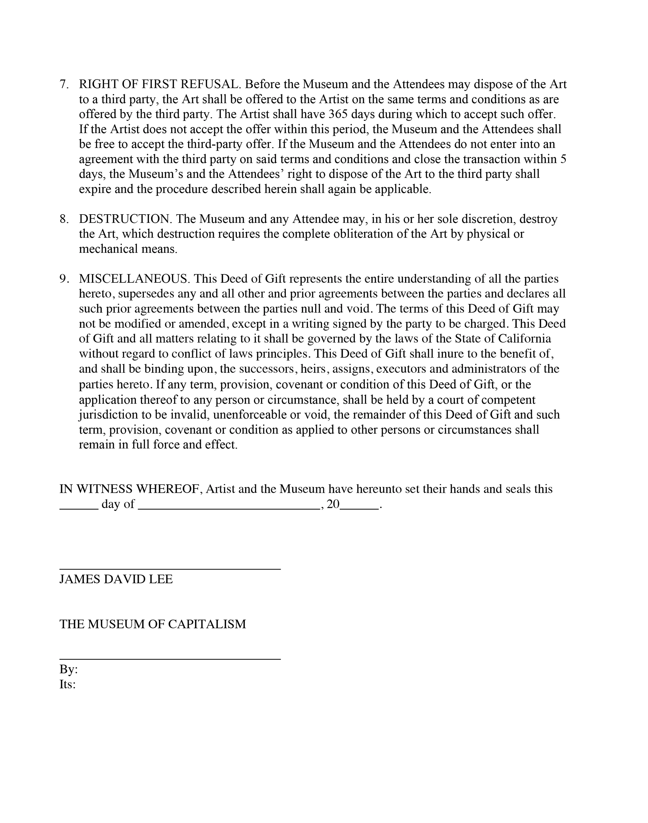Deed of Gift