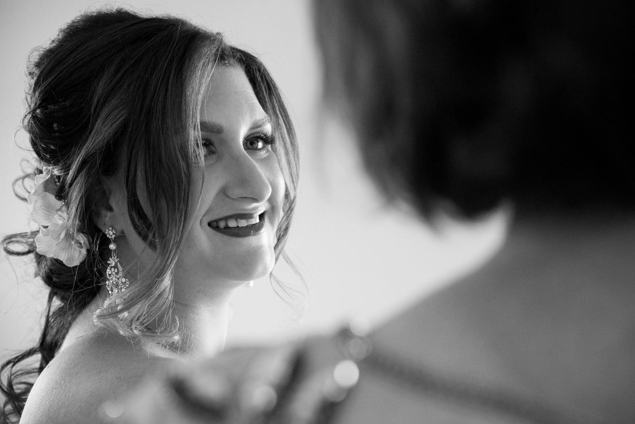 Bride looking at her mother