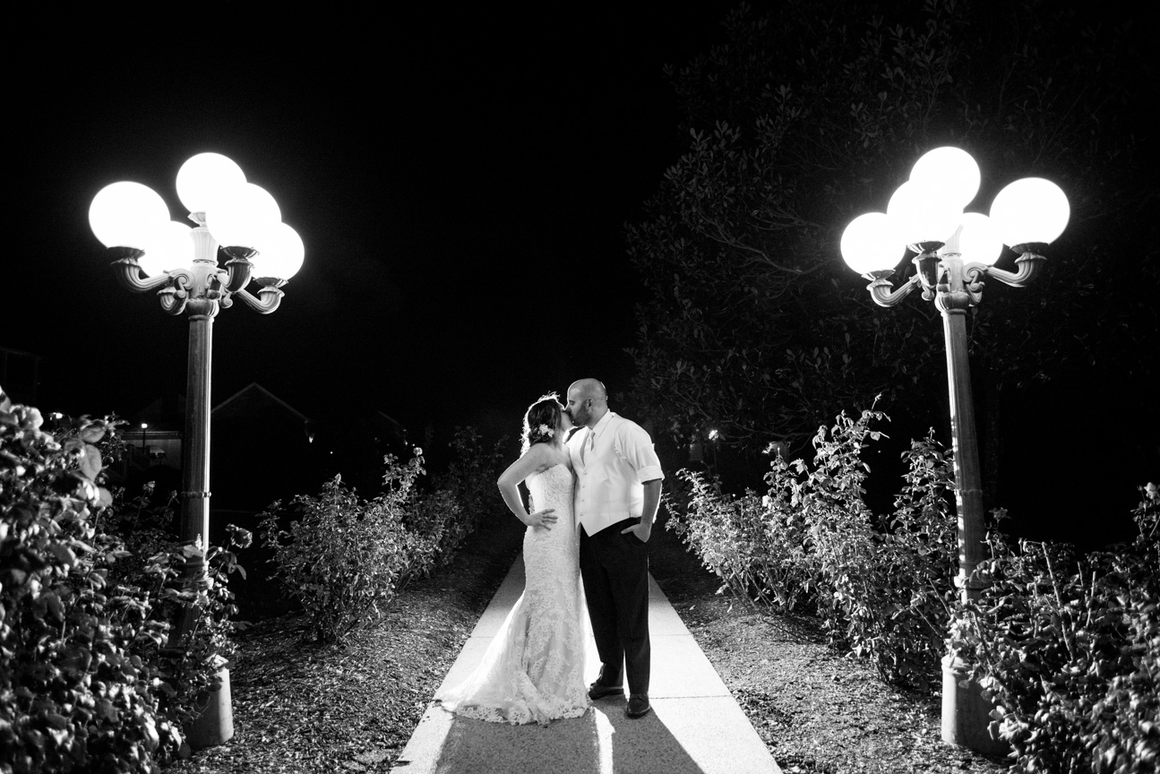 Night shot of Bride and Groom