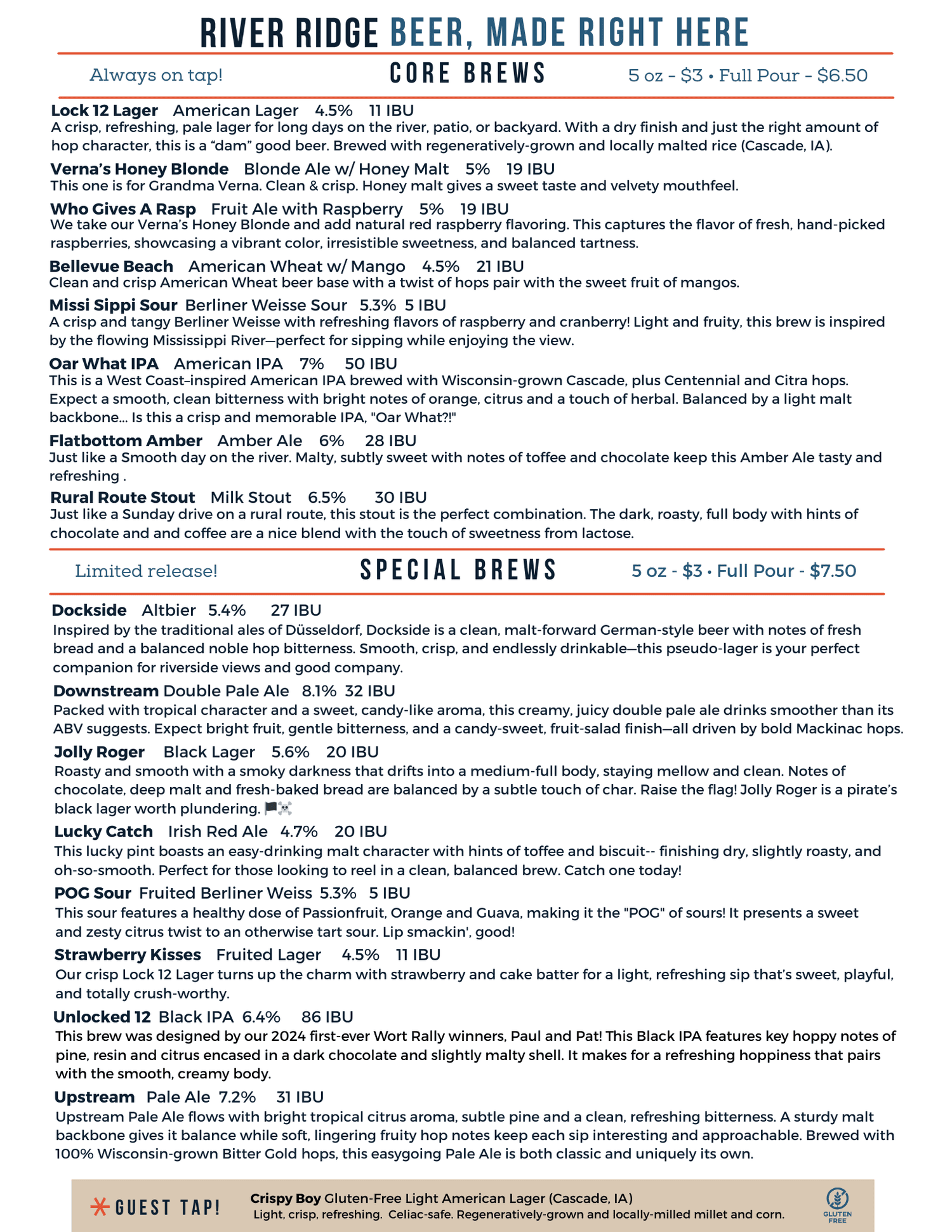 Brews — RIVER RIDGE BREWING