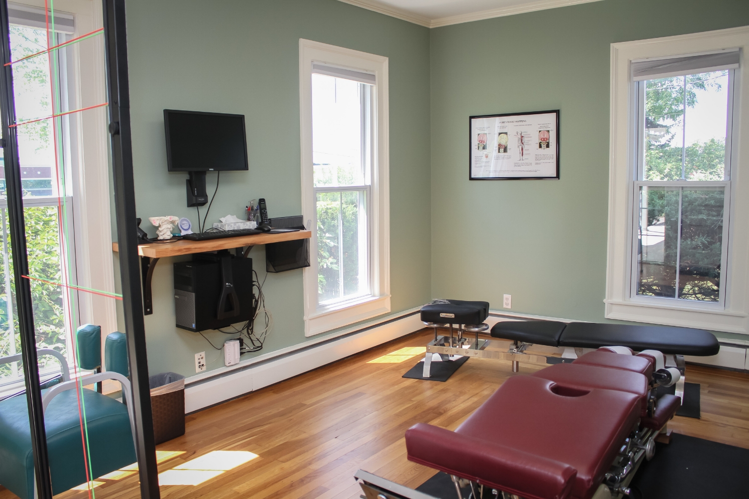 Dr. Wolfe's adjusting area at Wolfe Family Chiropractic Metamora