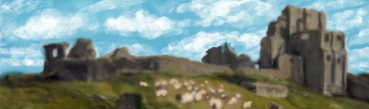 Ruined Castle work in progress, by Amanda Spaid