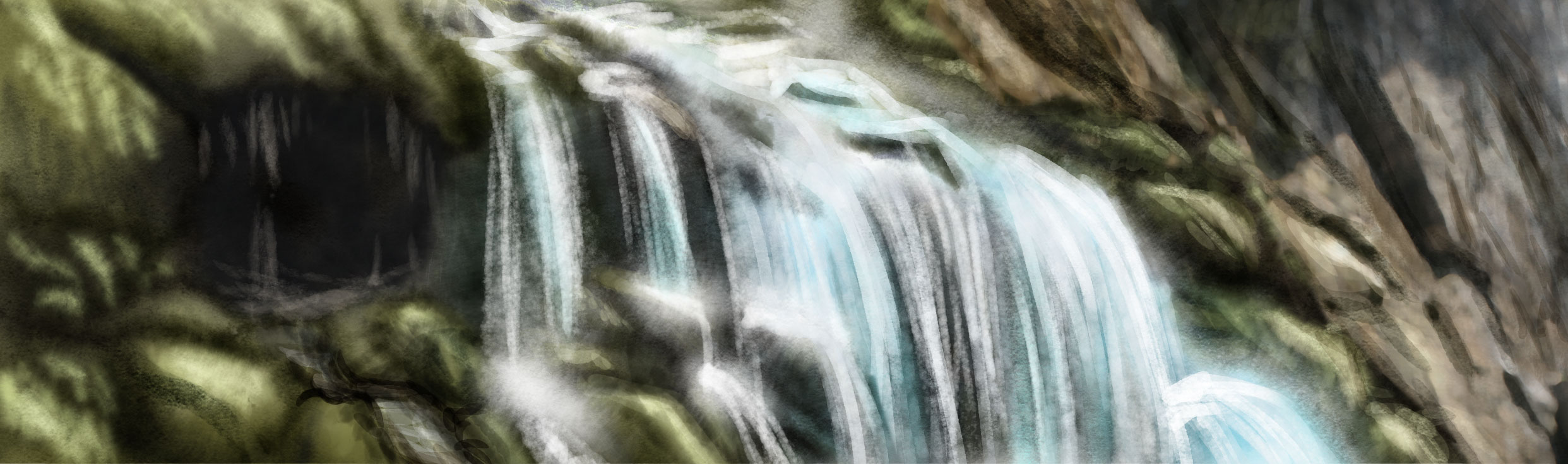 Cave and Waterfall, work in progress, from Amanda Spaid
