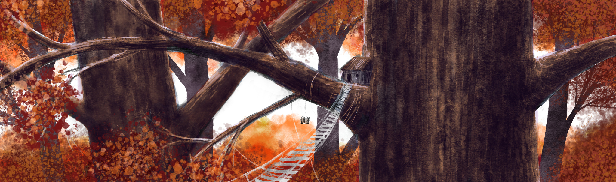 A simple treehouse base in Autumn, by Amanda Spaid