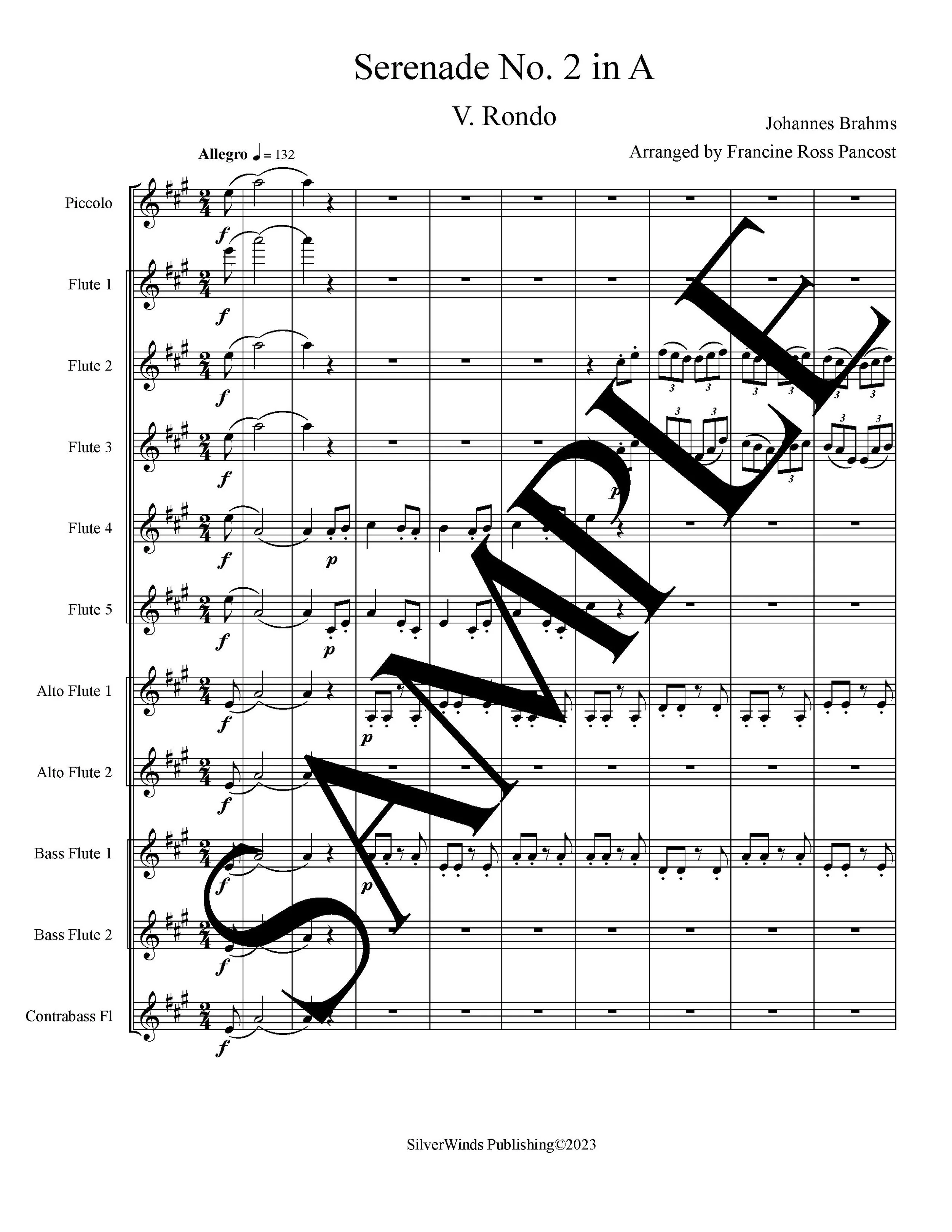 Sample Brahms Rondo Score for flute