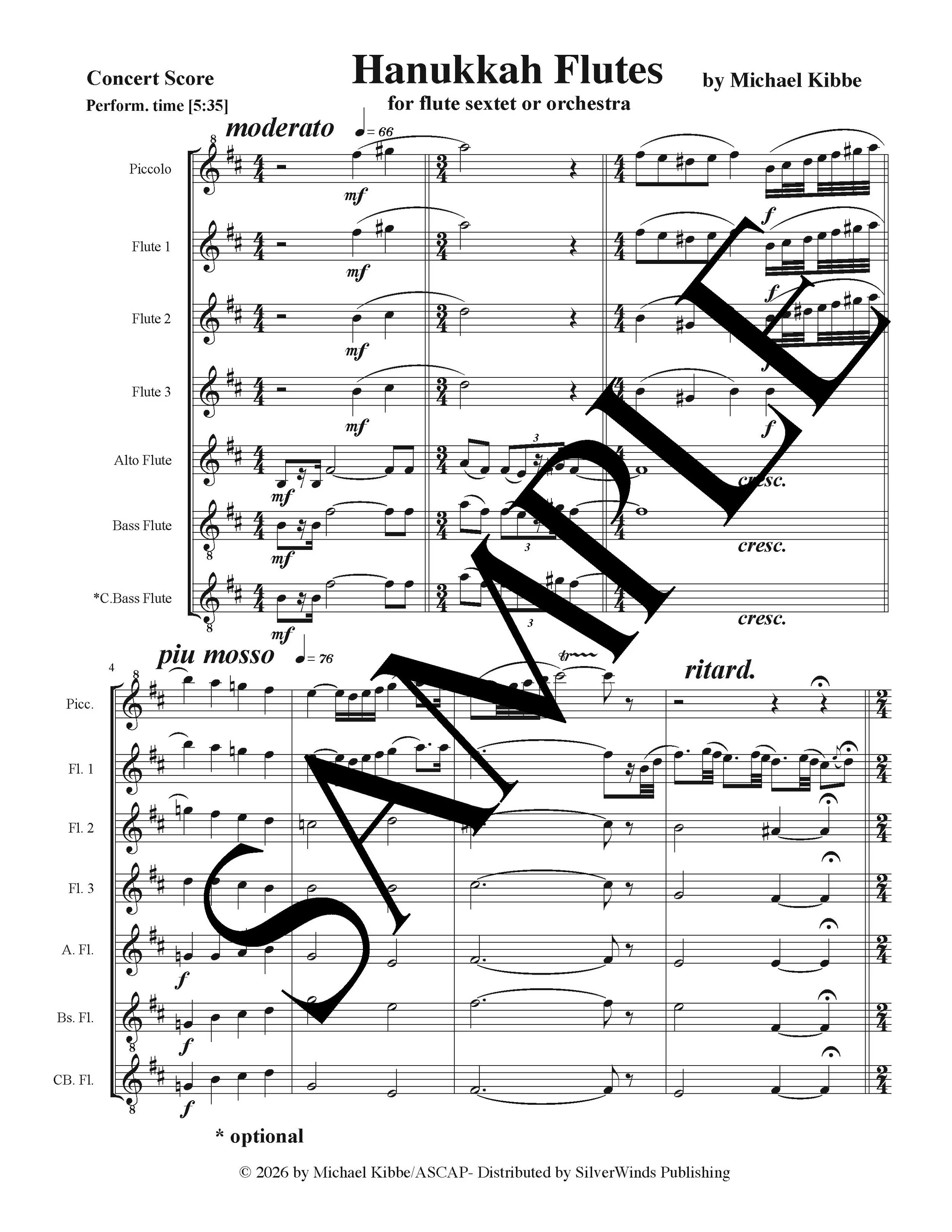 Hanukkah Flutes for flute ensemble sample