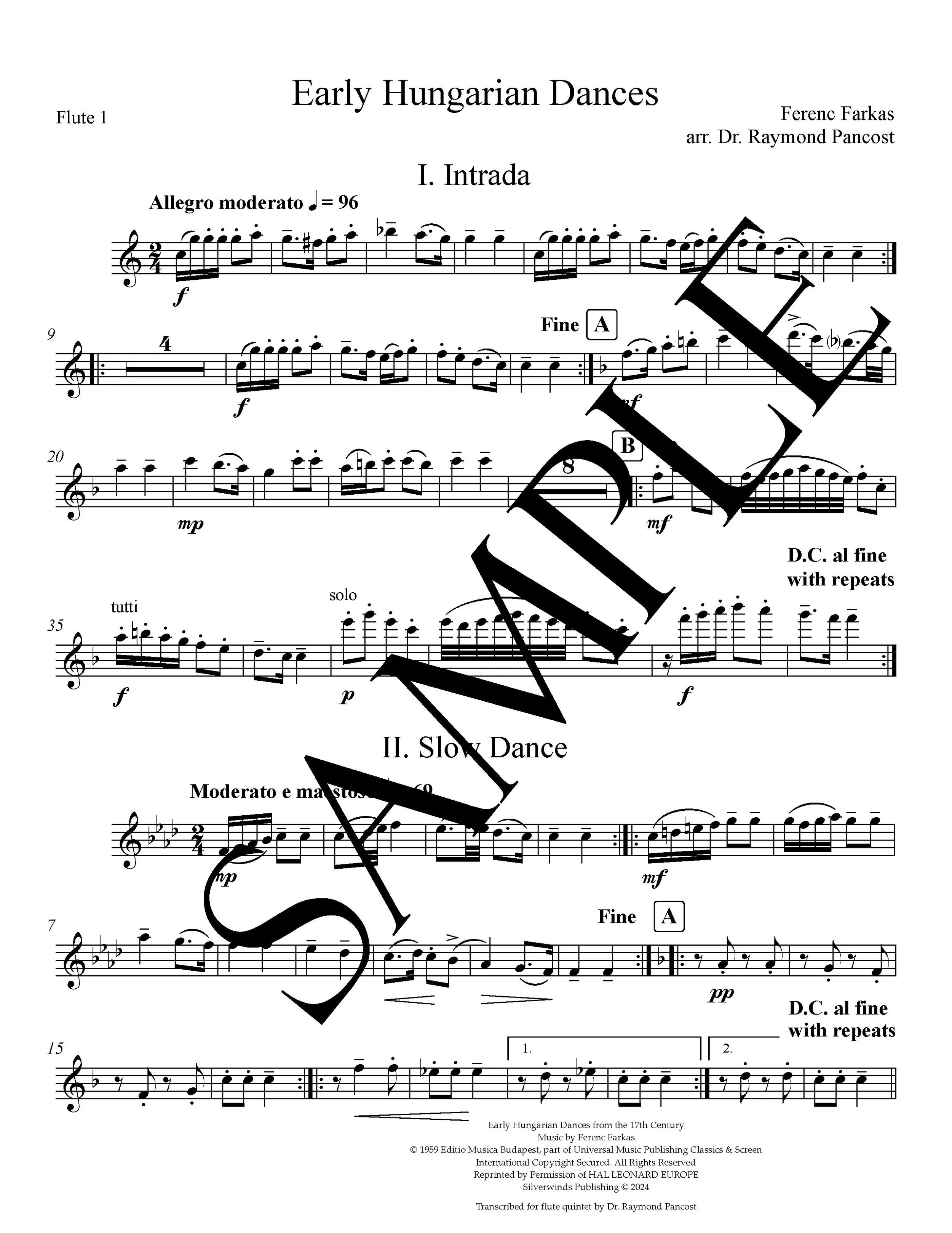 sample Early Hungarian Dances for Flute Ensemble