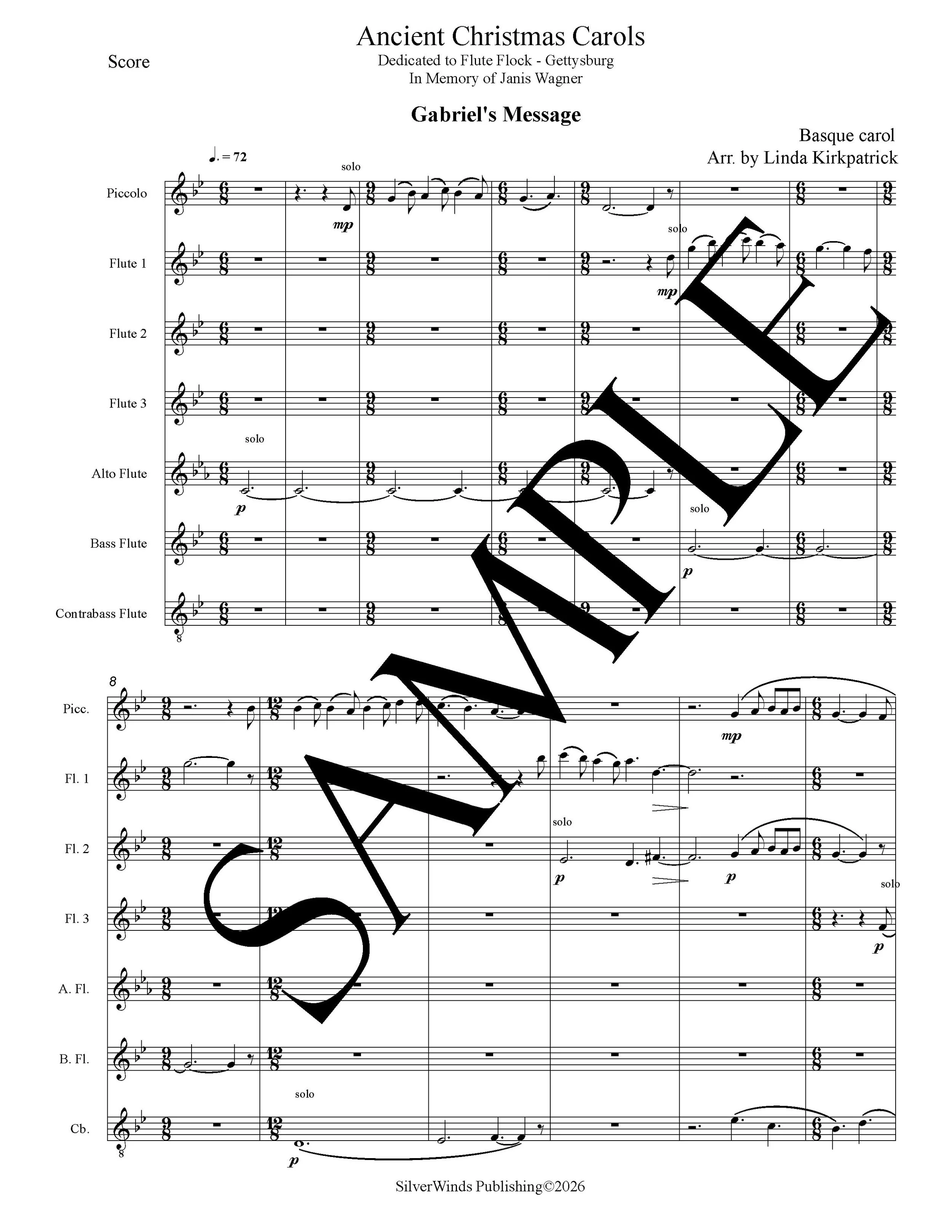Gabriel's Message score for flute