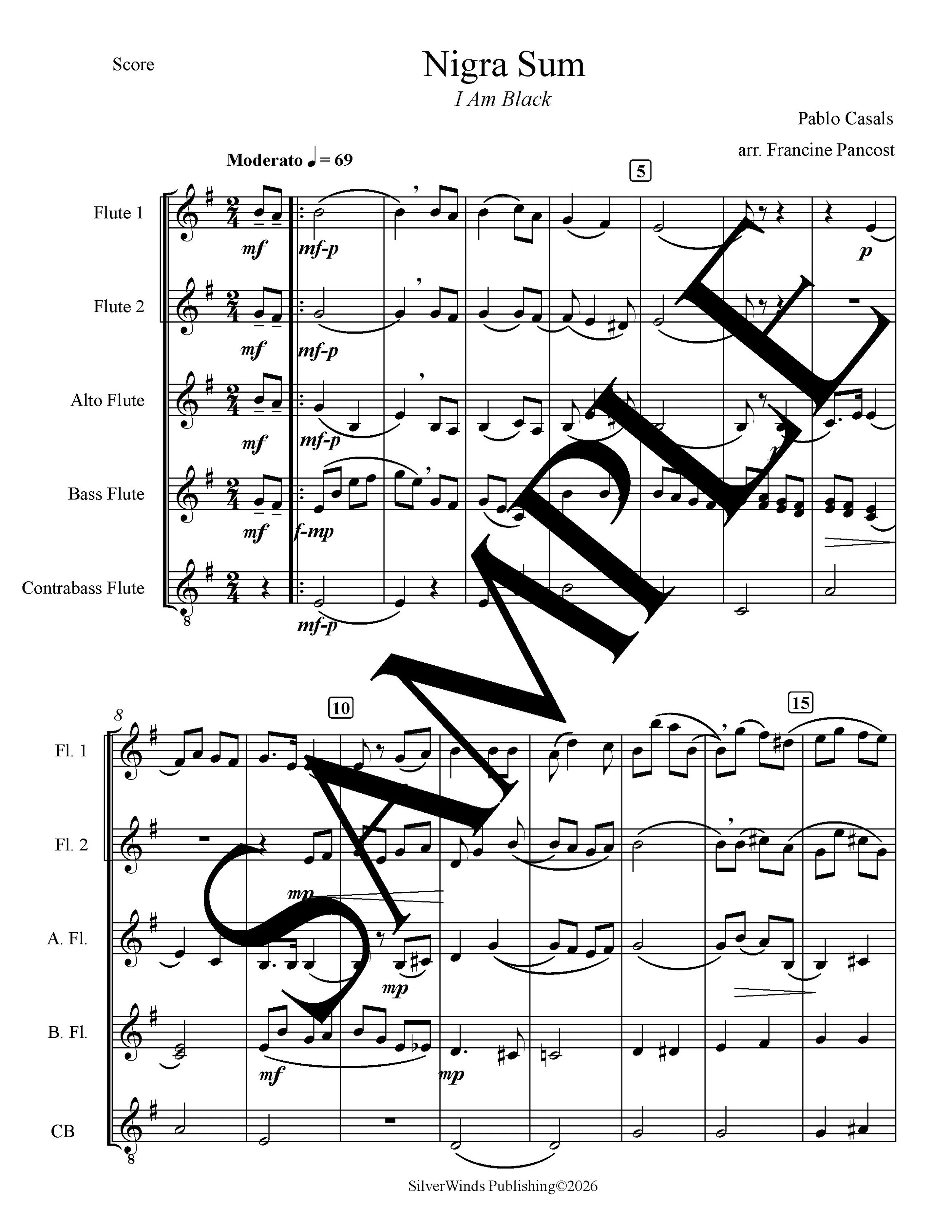 Nigra Sum SCORE for Flute