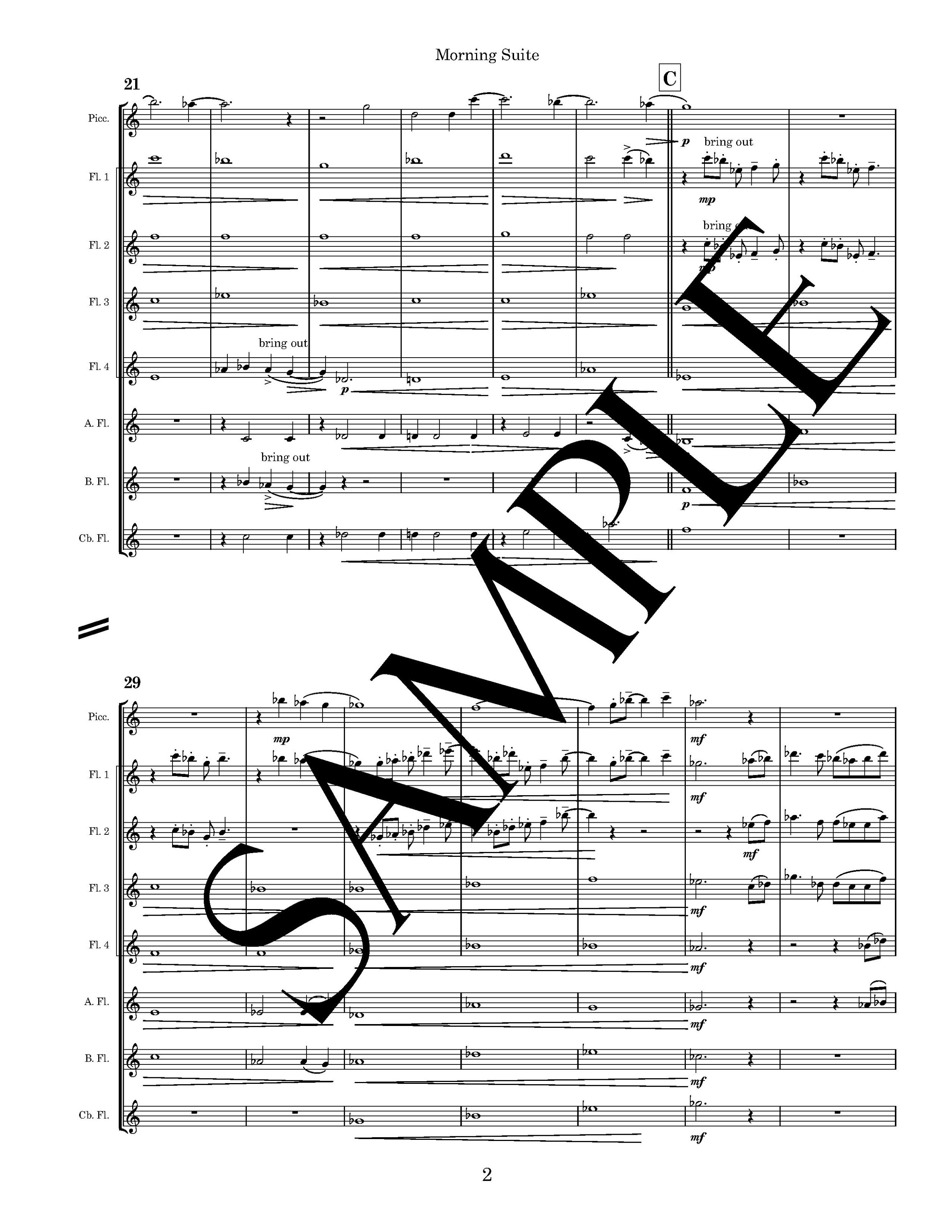 Morning Suite for Flute Ensemble Score sample