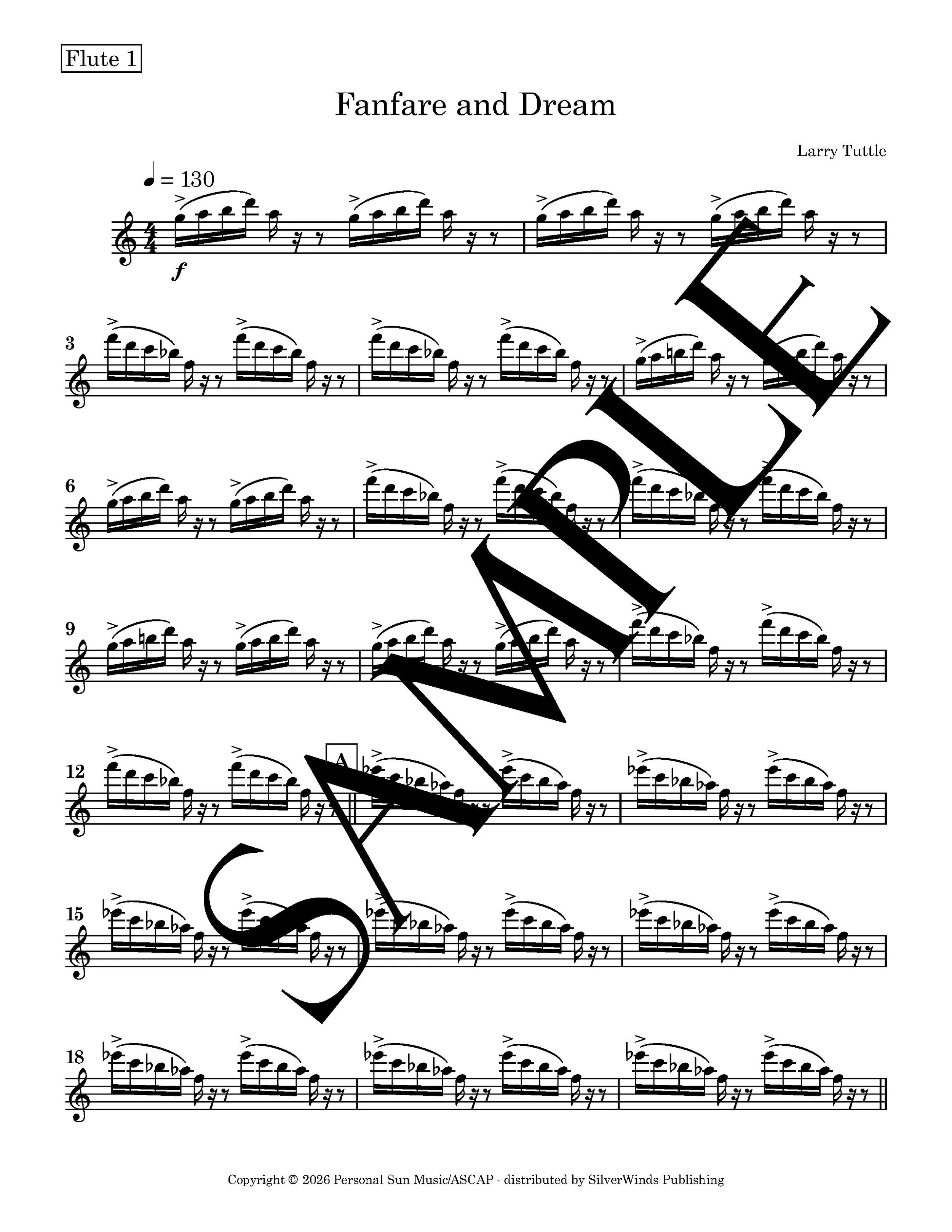 Fanfare and Dream for flute score sample