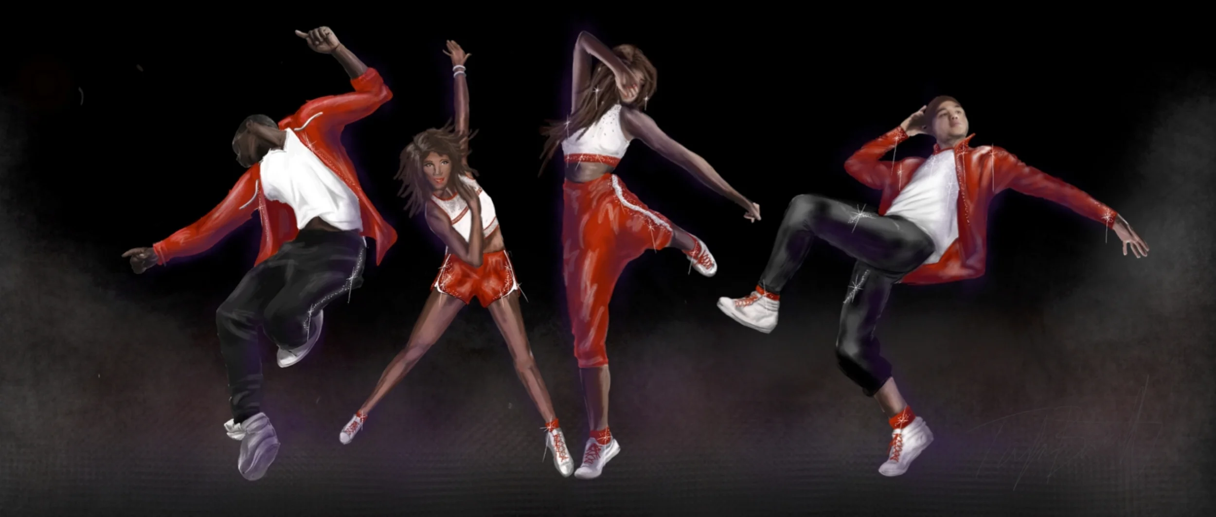  Original rendering for 1st look. Each of the three looks designed to consist of mix-and-match pieces, all with the Coca-Cola signature colors.&nbsp; 