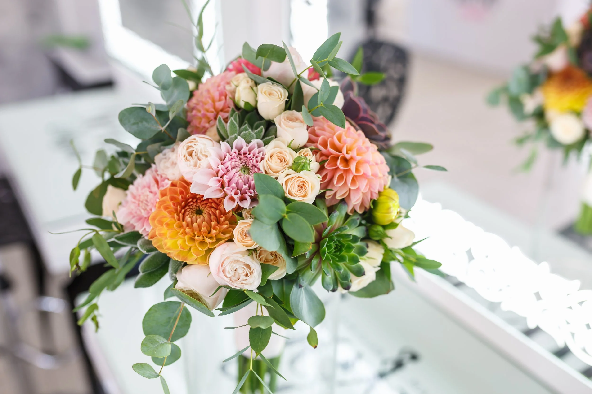 Bright Wedding Bouquet of Summer Dahlias and Roses.jpg