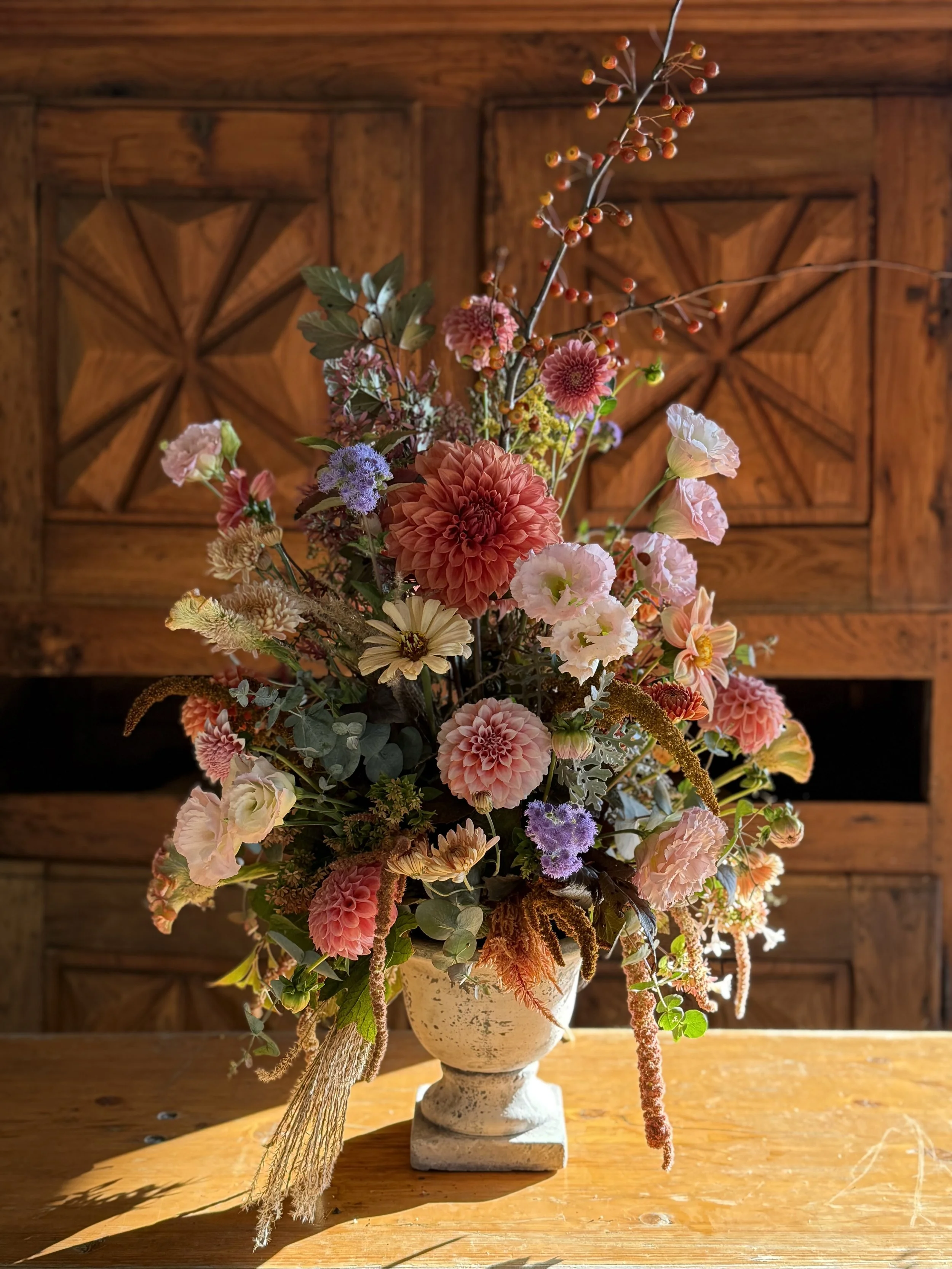 Tall bespoke floral arrangement