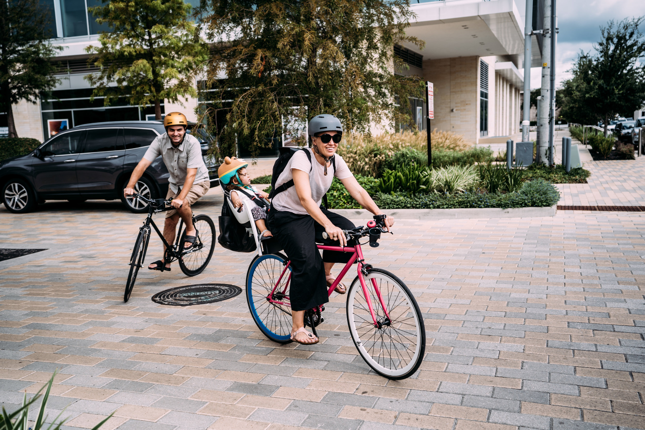 Family Bike Ride In the City