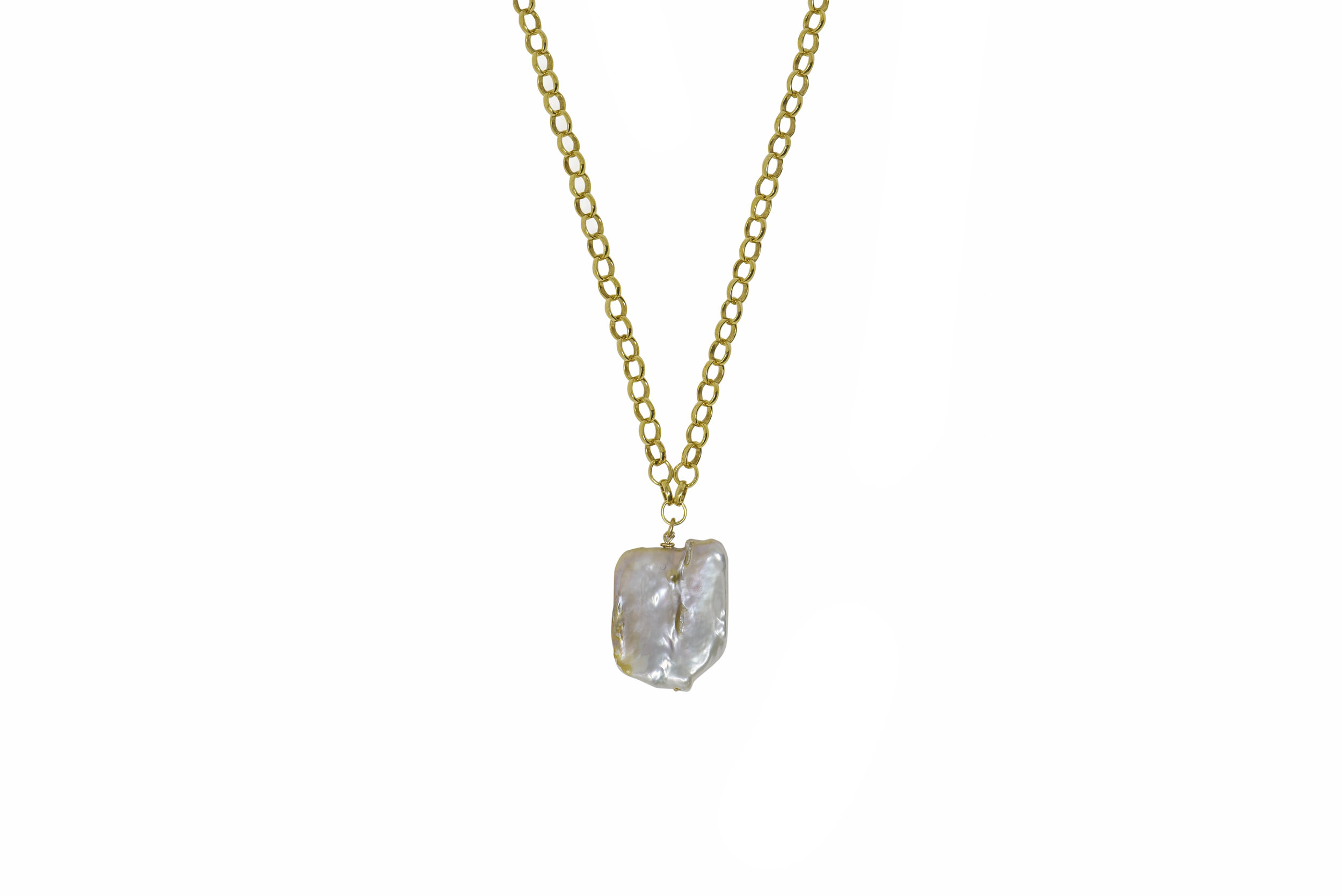 22mm Square Baroque Pearl Necklace - Gold — Roberta Sher