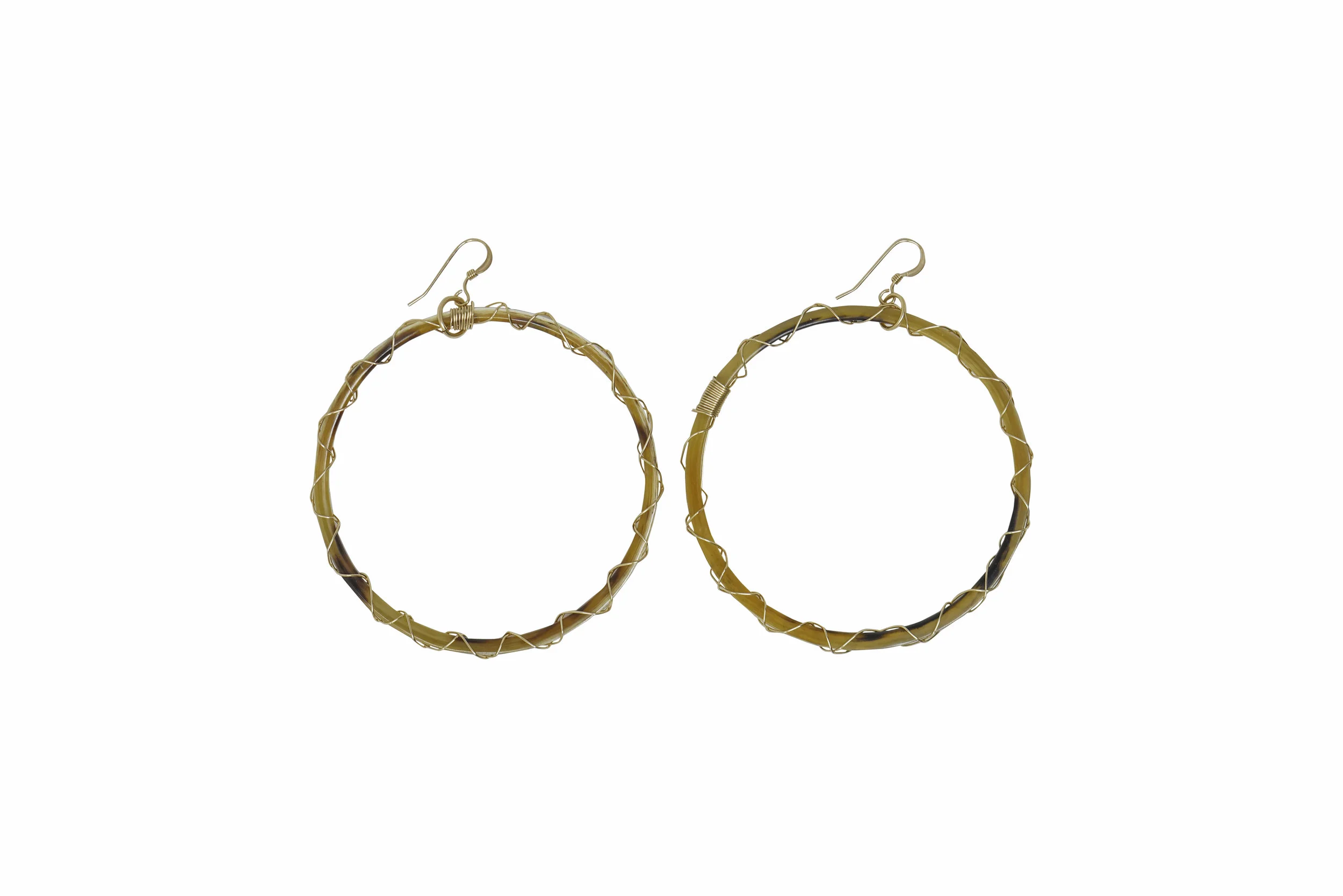 Large Bone Hoops Wrapped in Gold