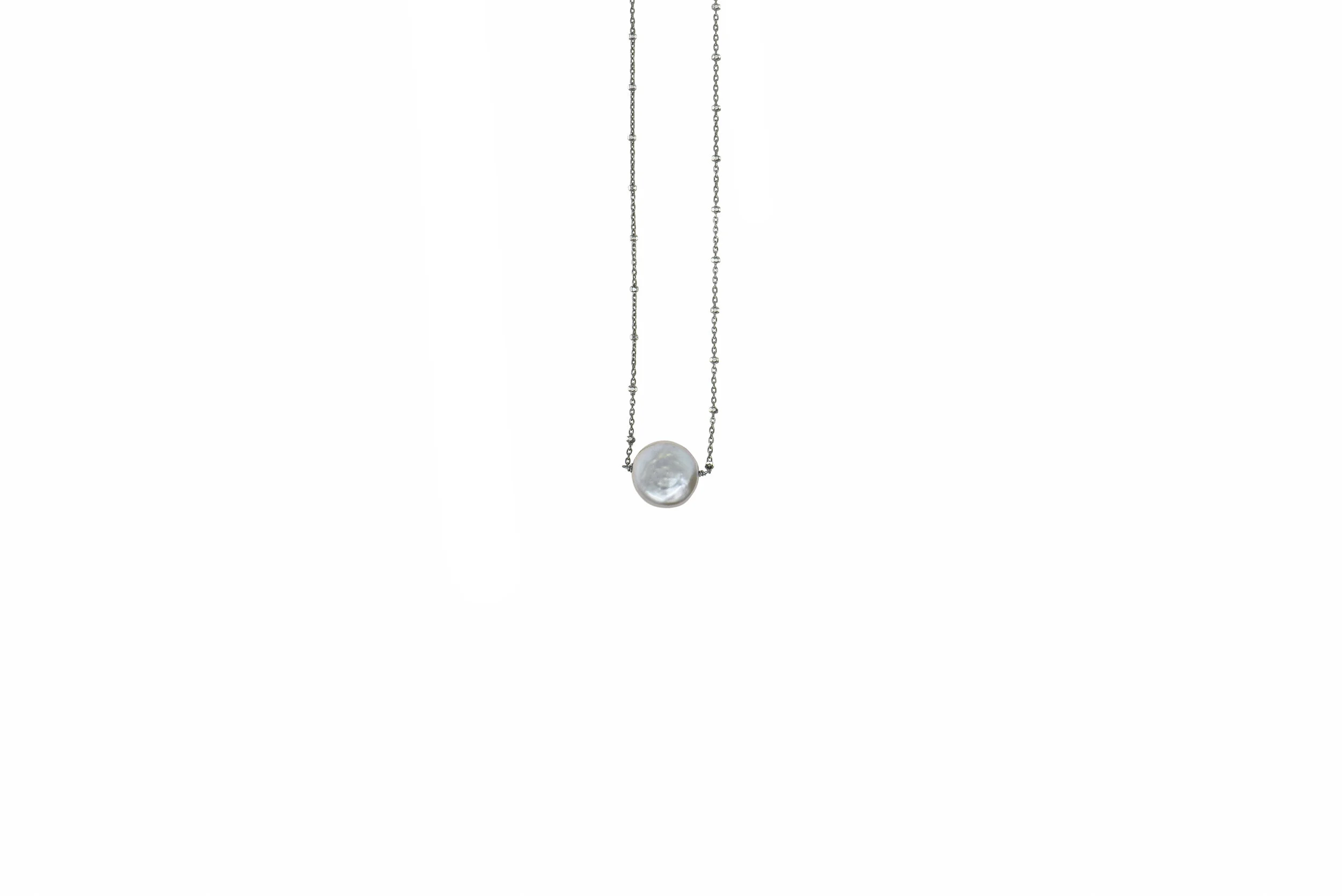 Grey Coin Pearl Necklace