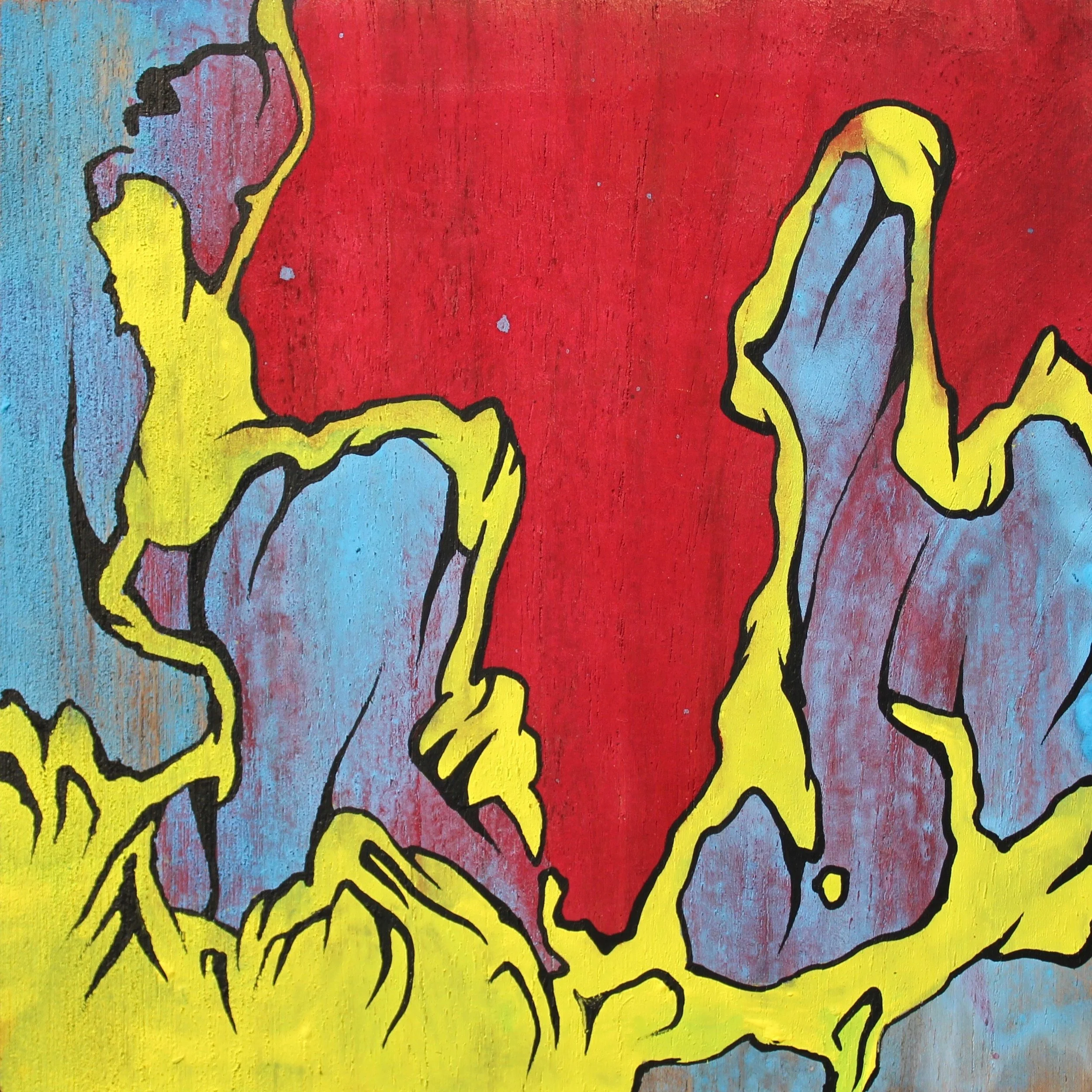 The Yellow Dancer casein and acrylic on teak wood Dimensions: 5” x 5” x 1”