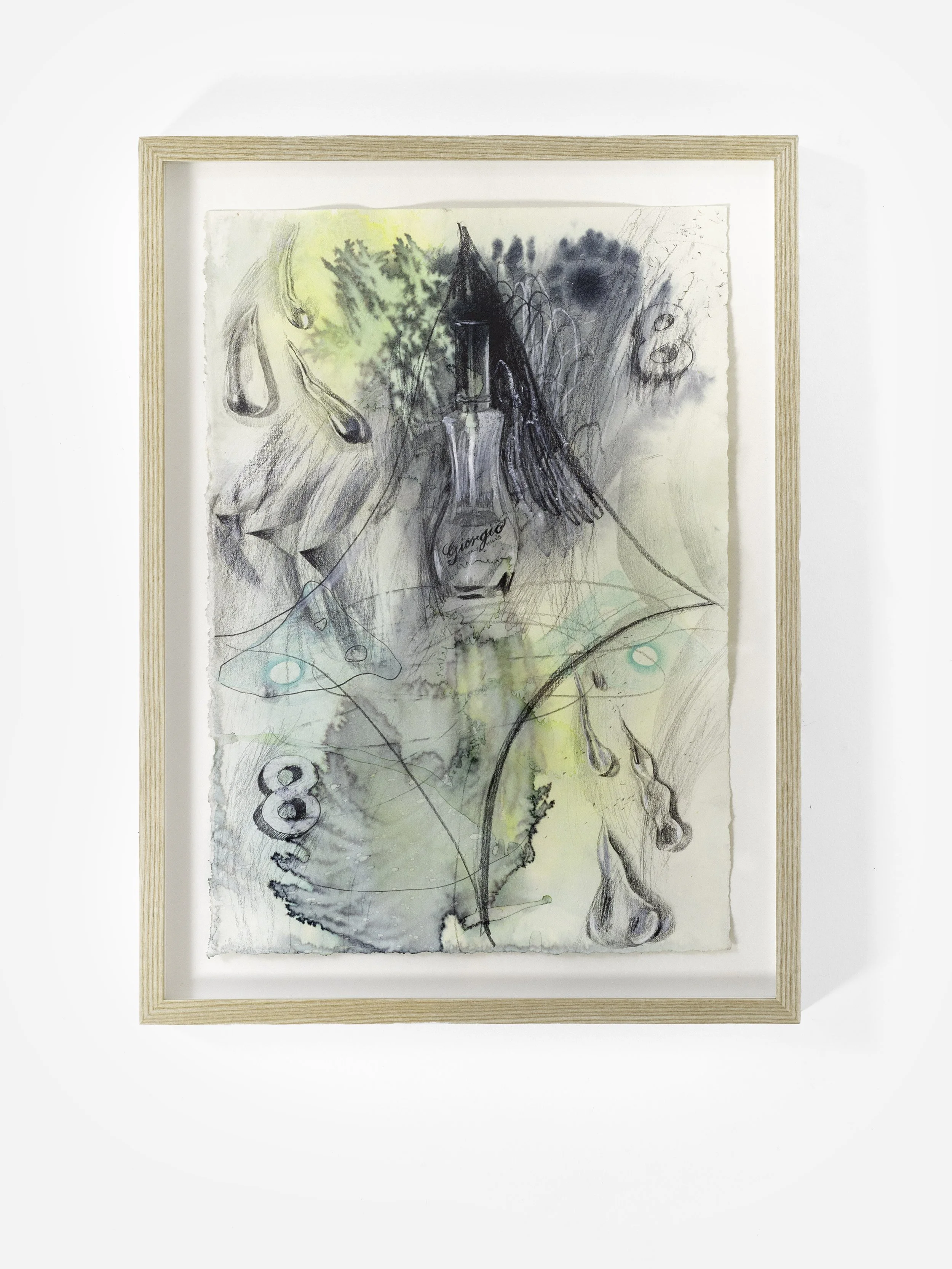   8 Giorgio mozzarella , 2024. Watercolor and graphite on paper with ash frame, 10.5 x 14.5 inches (13 x 17.5 inches framed). 