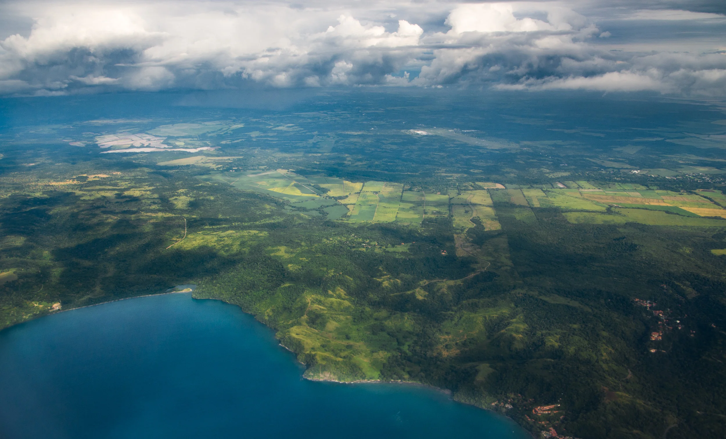 The blues and greens of the flight home from Costa Rica. Look at all those trees!