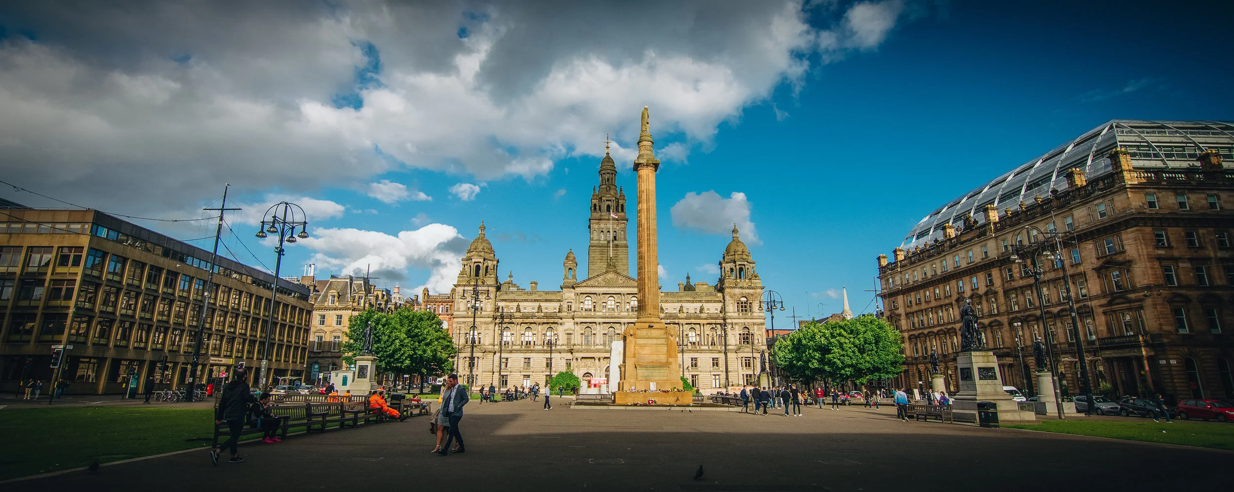 The central square. You may be able to see at the base of the monument there are flowers and objects. It was a memorial for Jo Cox, an English MP who supported the UK's involvement in the EU and was murdered for it.