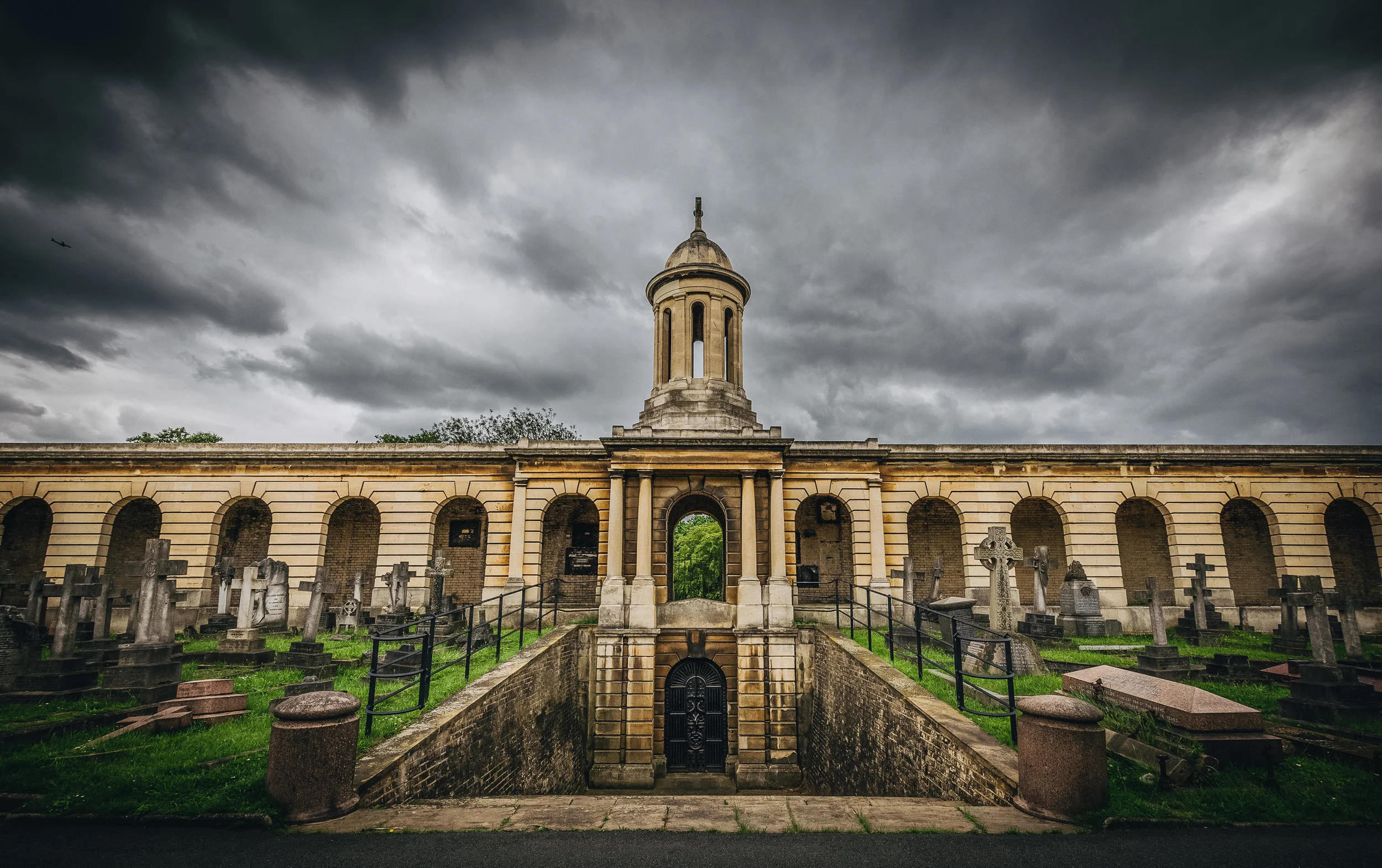 Brompton Cemetery was right near the flat we were staying in. The big structures are currently covered and under renovation.
