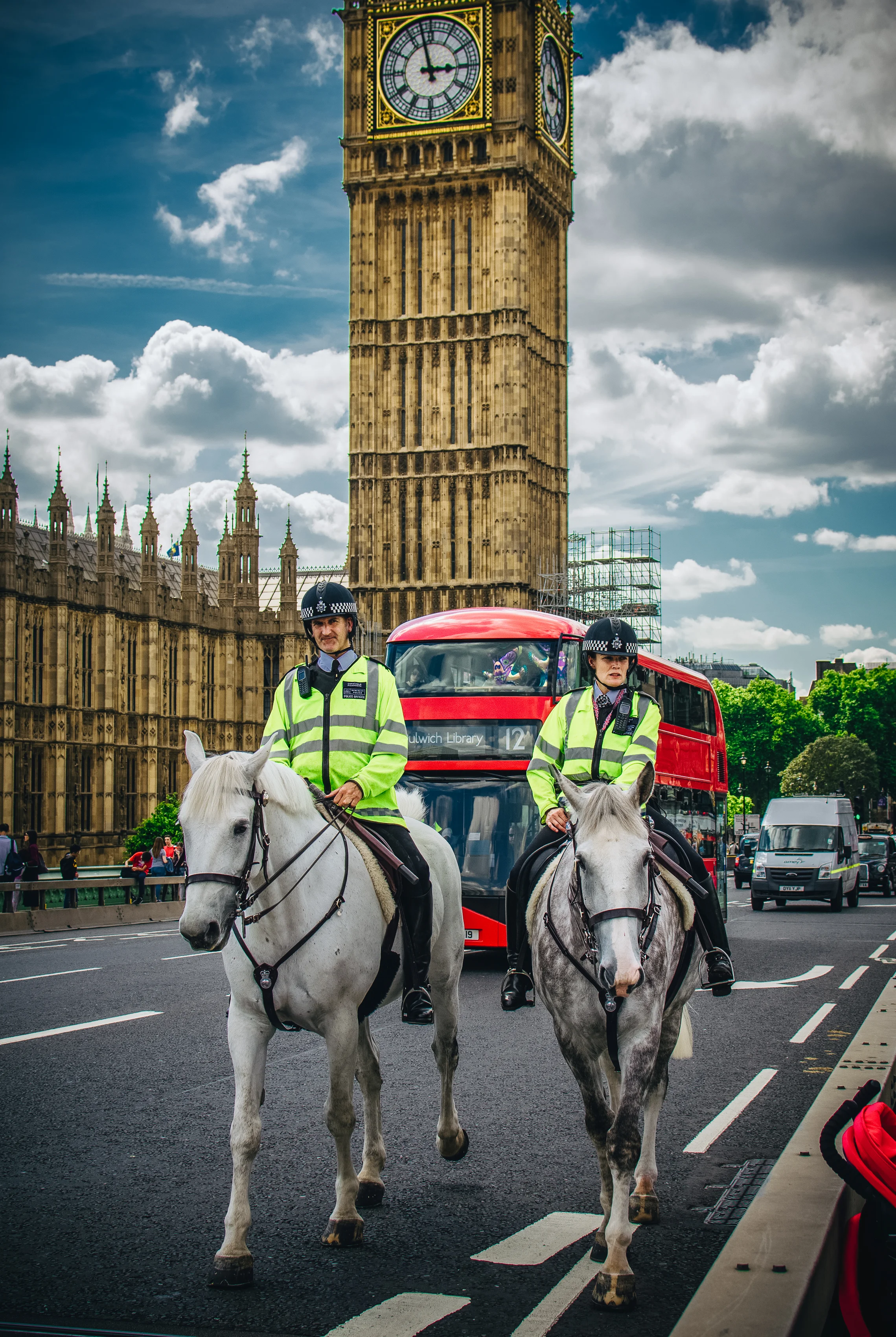 Police, police everywhere! Dapple grey is one of my favourite horse colouration.