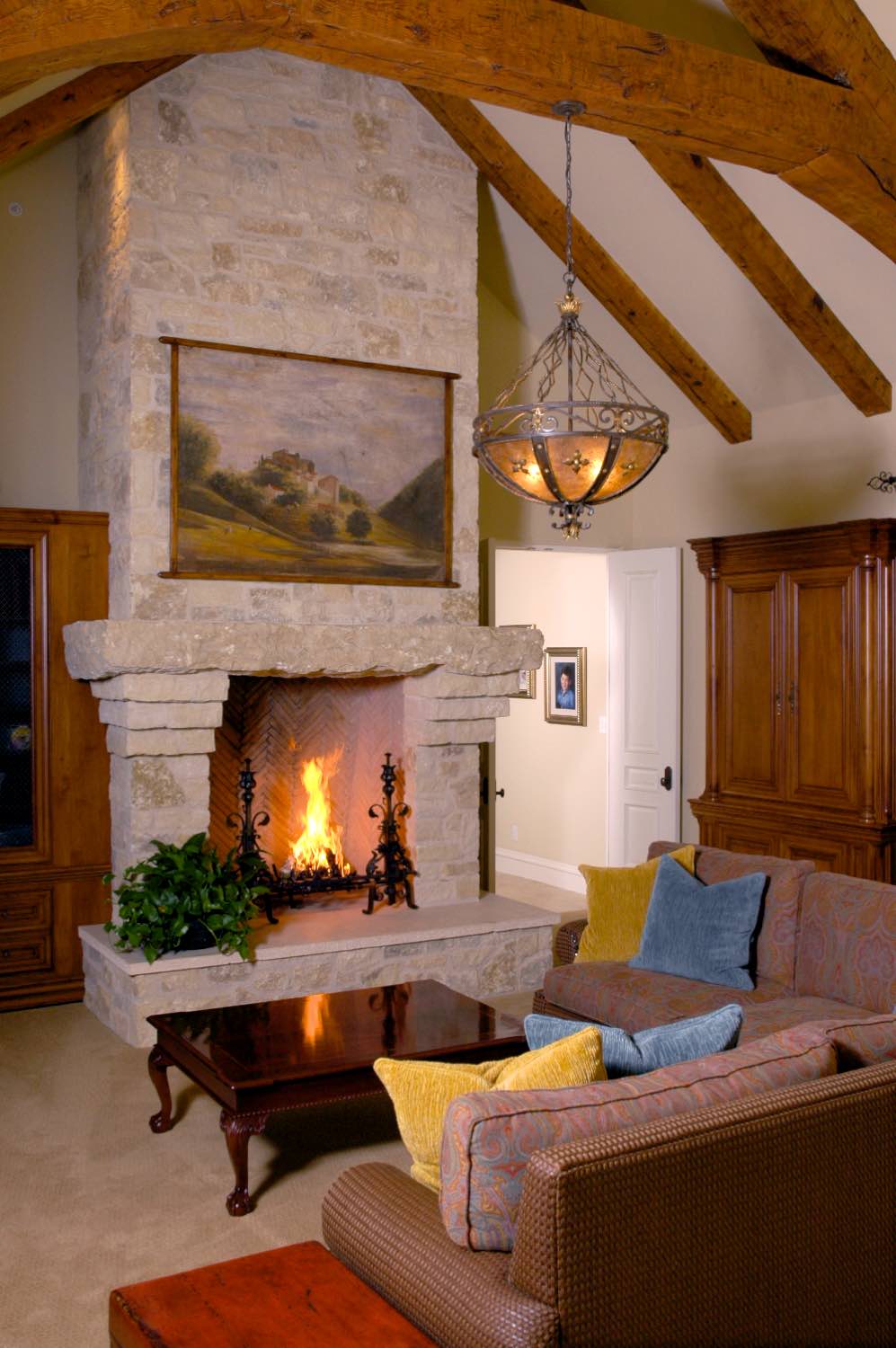  Stone fireplace 