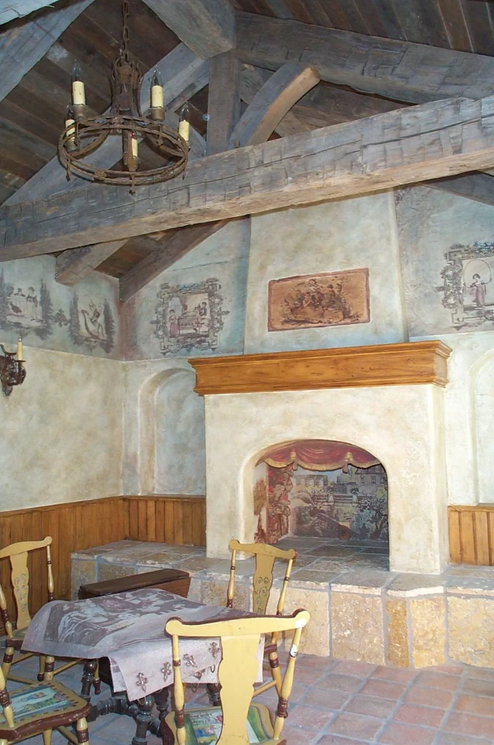  Interior view showing puppet theatre in the fireplace 