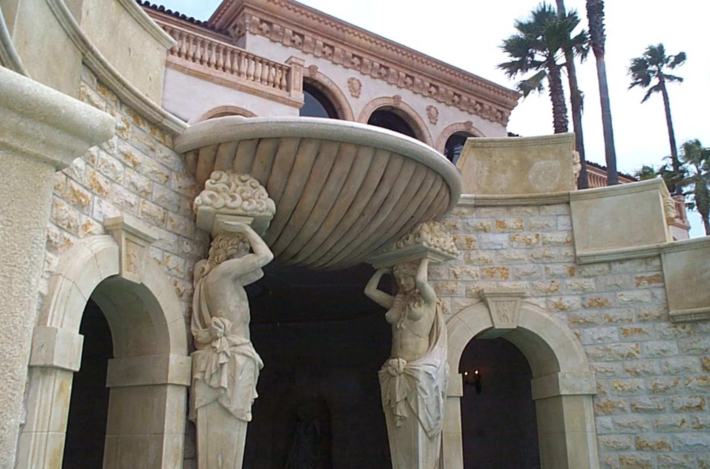  Custom stone carvings throughout the pool area 