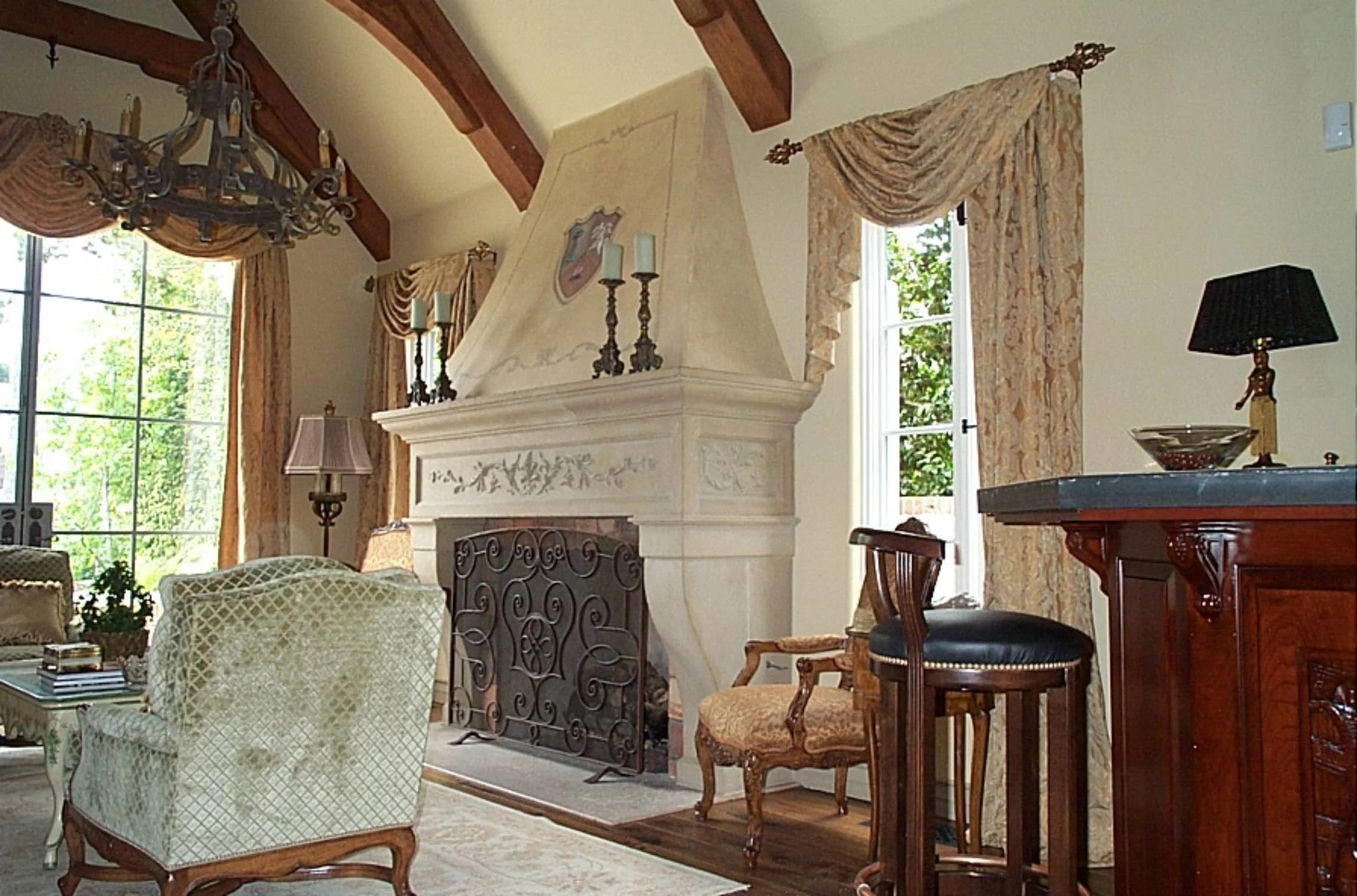  Custom stone fireplace 