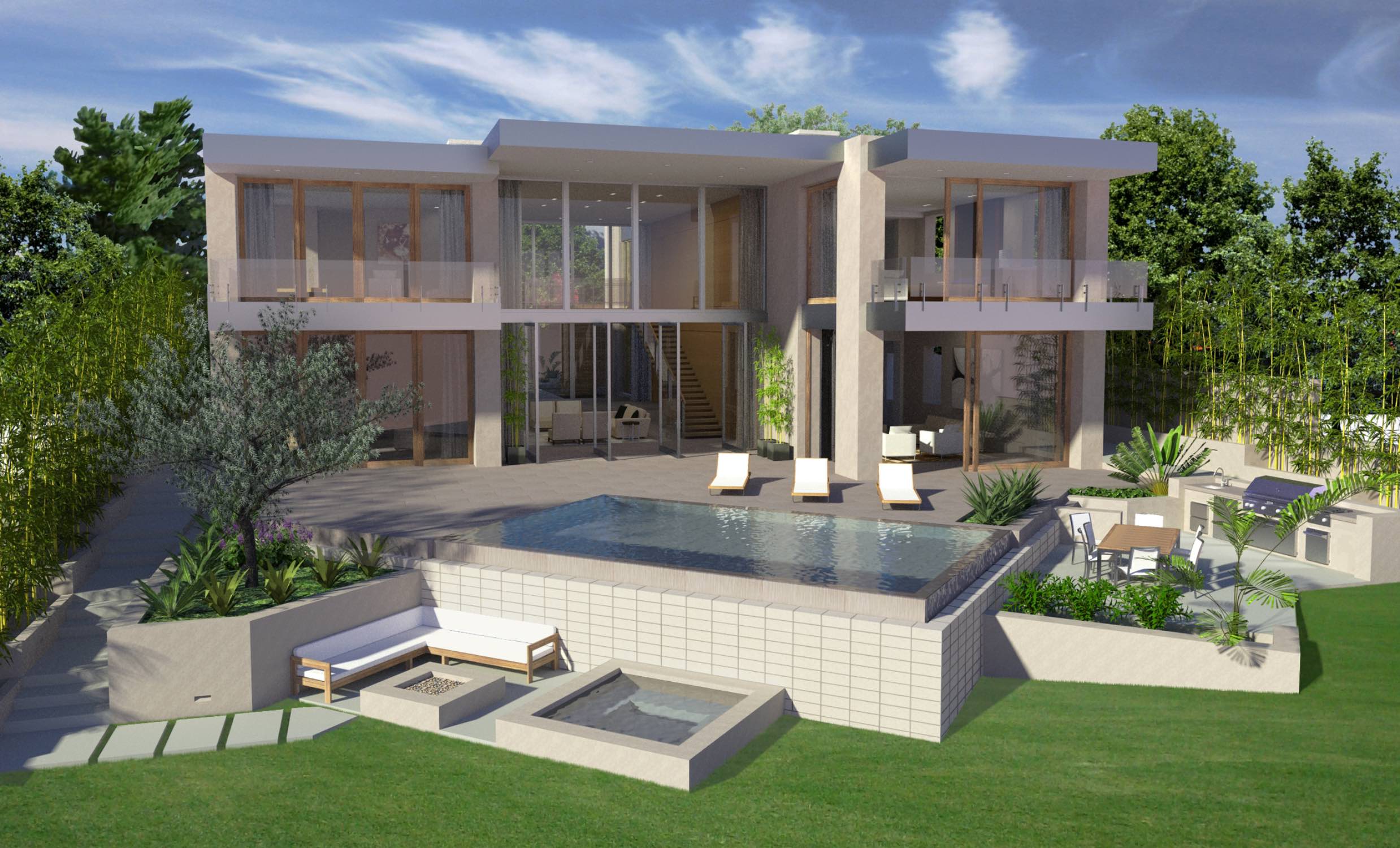  Exterior view with pool 