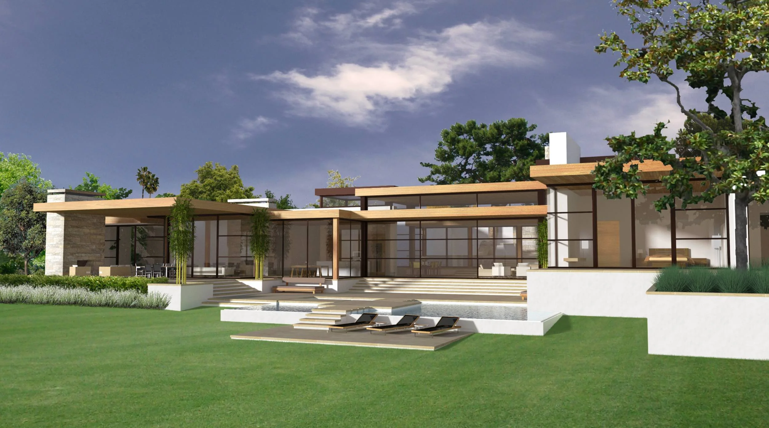  Backyard view with pool 