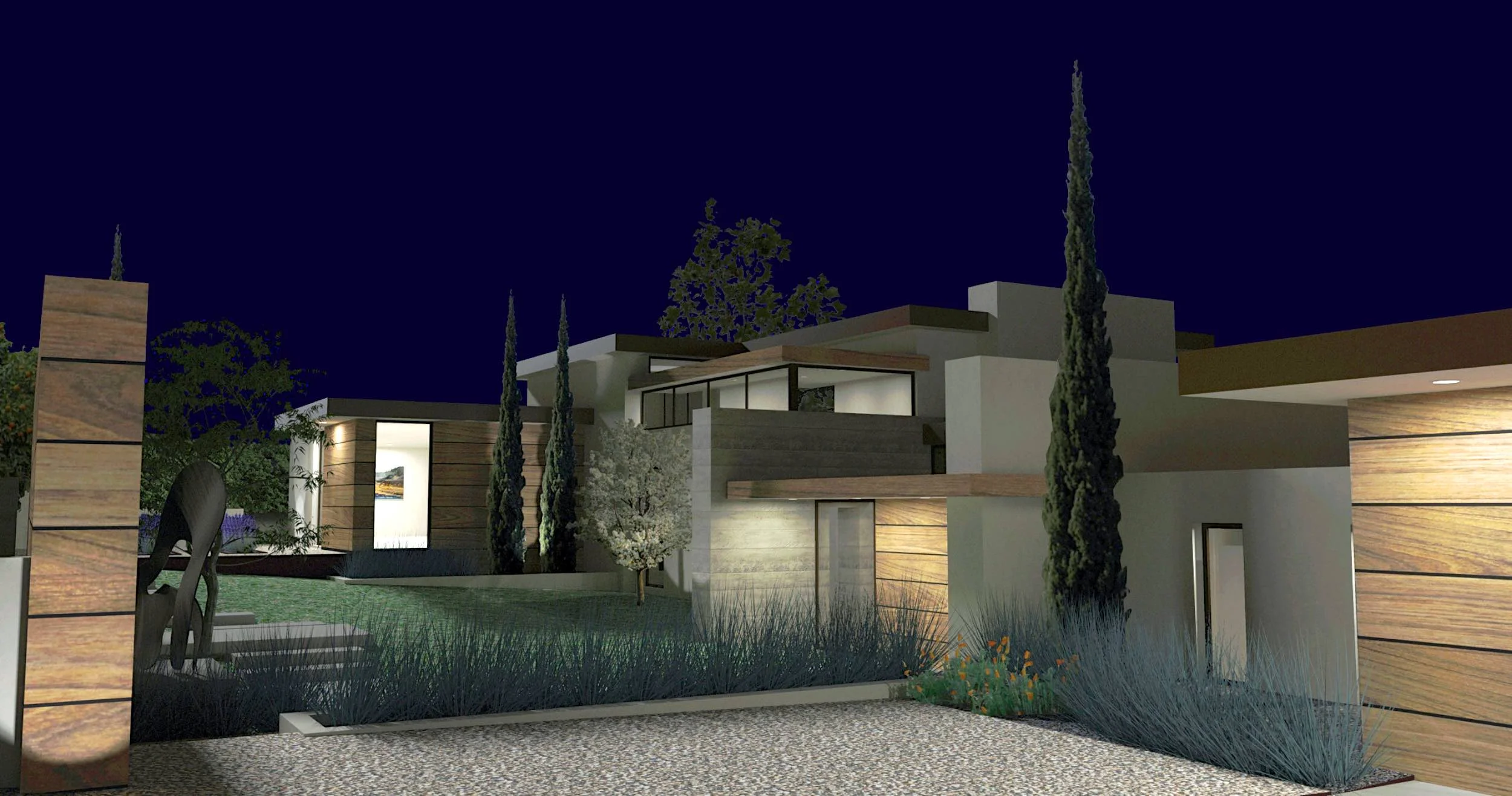  Evening view of the front entry 