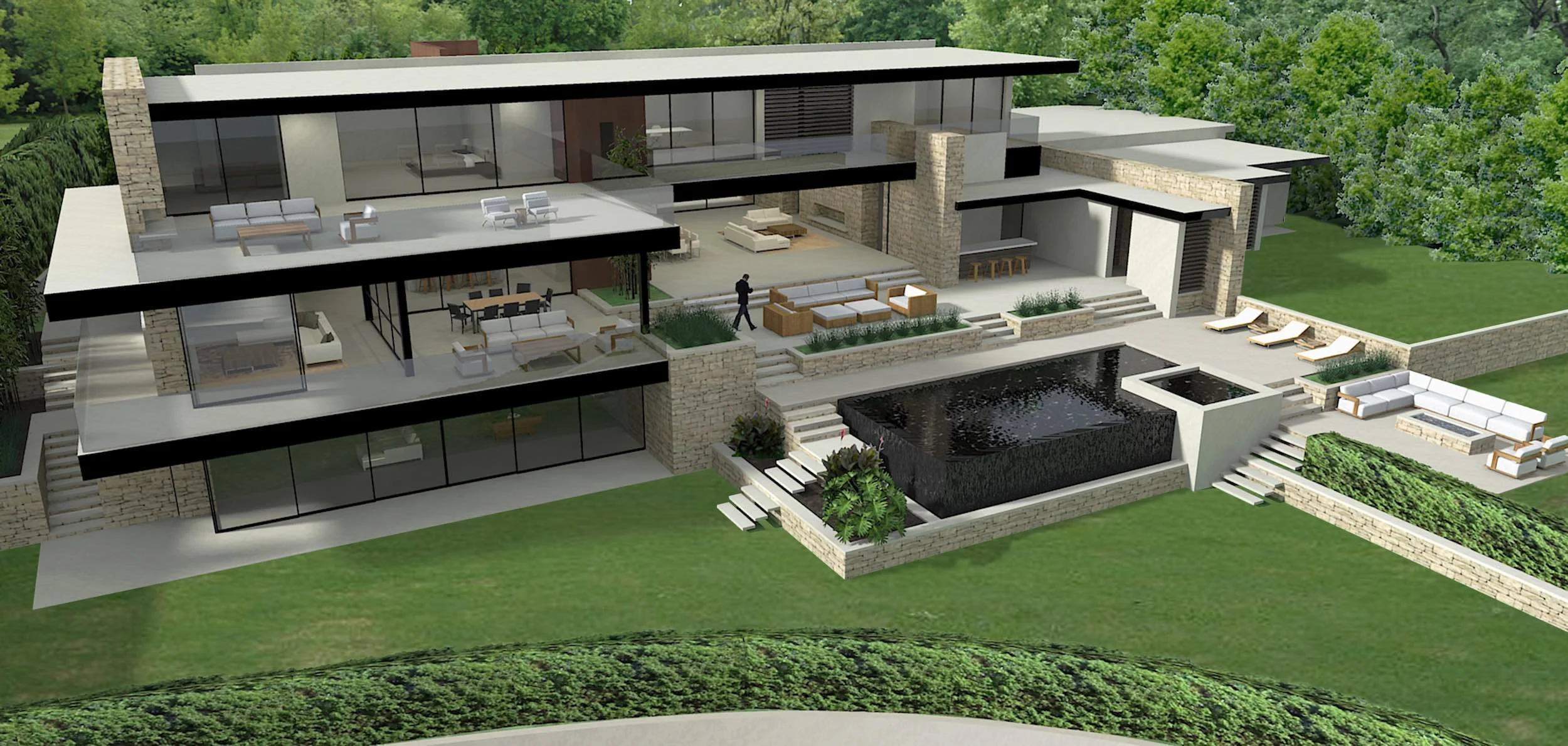  Modern home, outdoor dining with fire pit&nbsp; 