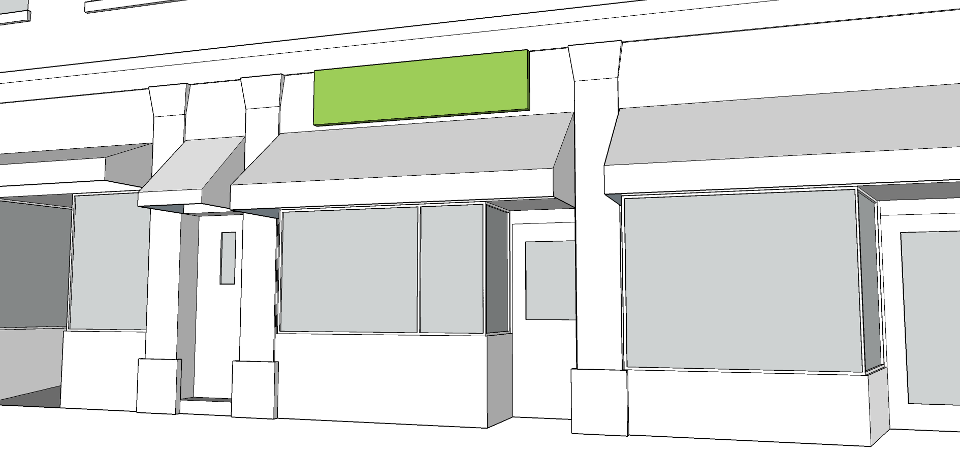 WALL SIGN - Cannot be larger than 24 SF. - Sign cannot be more than 15 feet in height. - Font cannot be taller than 1 foot. - Lettering, numbers, and graphics cannot take up more than 60% of sign. - Sign may be applied letters. - Only one wall sign per business.