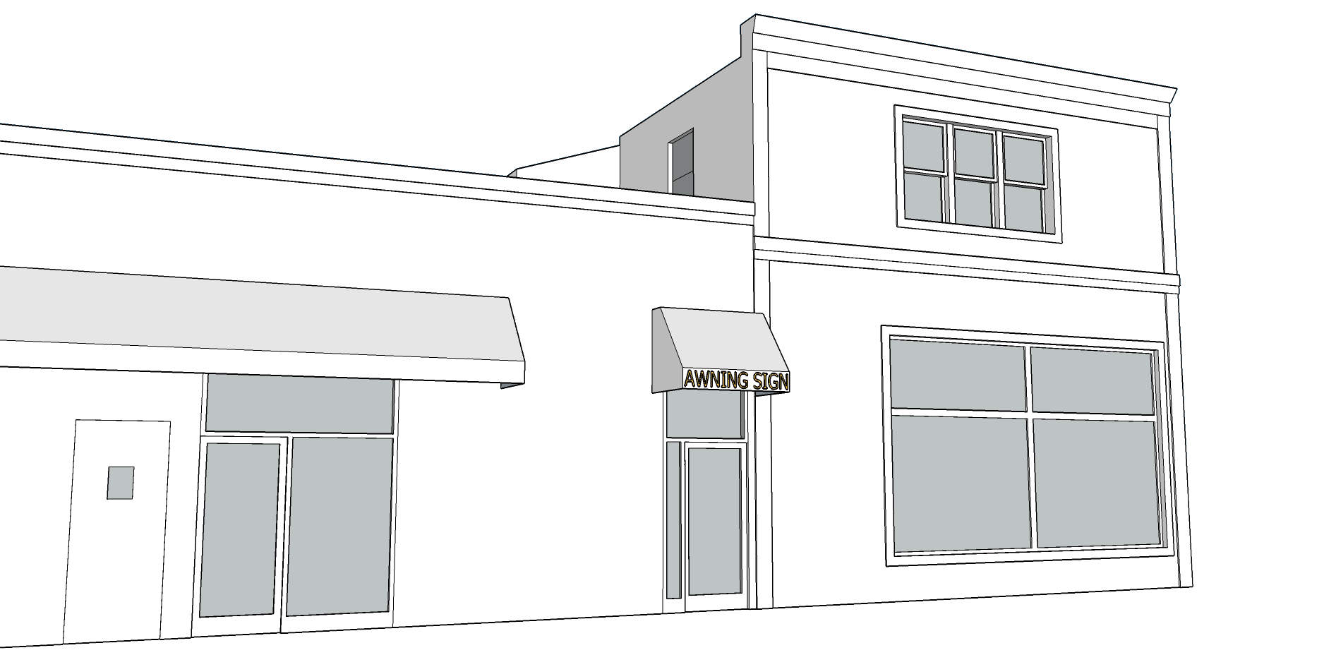 AWNING SIGN - Graphics not to exceed 10 SF. - Must be 8 feet above the sidewalk. - Awning cannot extend more than 4 feet. - Font cannot be taller than 8 inches. - Lettering, numbers, and graphics can only be on the valance. - Only ONE awning sign per business.
