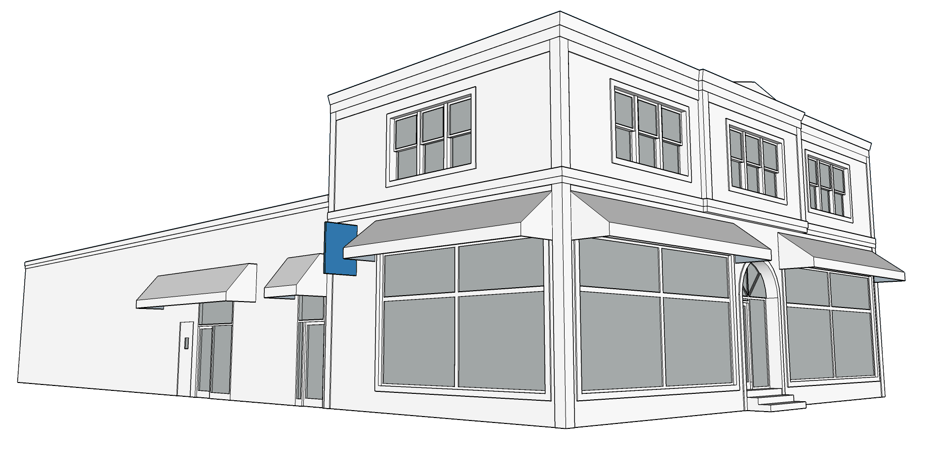 BLADE SIGN - Cannot be smaller than 6 SF or larger than 12 SF. - Must be 8 feet above the sidewalk. - Cannot be wider than 3 feet. - Font cannot be taller than 1 foot. - Cannot be spaced more than 6 inches from the wall. - Only one blade sign per business.