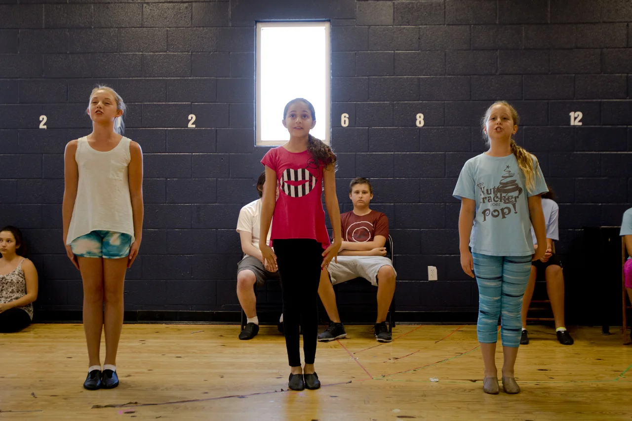  Katelyn Leslie, from left, Jessica Maglio, and Lila Mastro perform during a rehearsal at Sugden Community Theatre in Naples on June 20, 2016. The three are part of Kidz Act, a summer youth theatre program.&nbsp; 