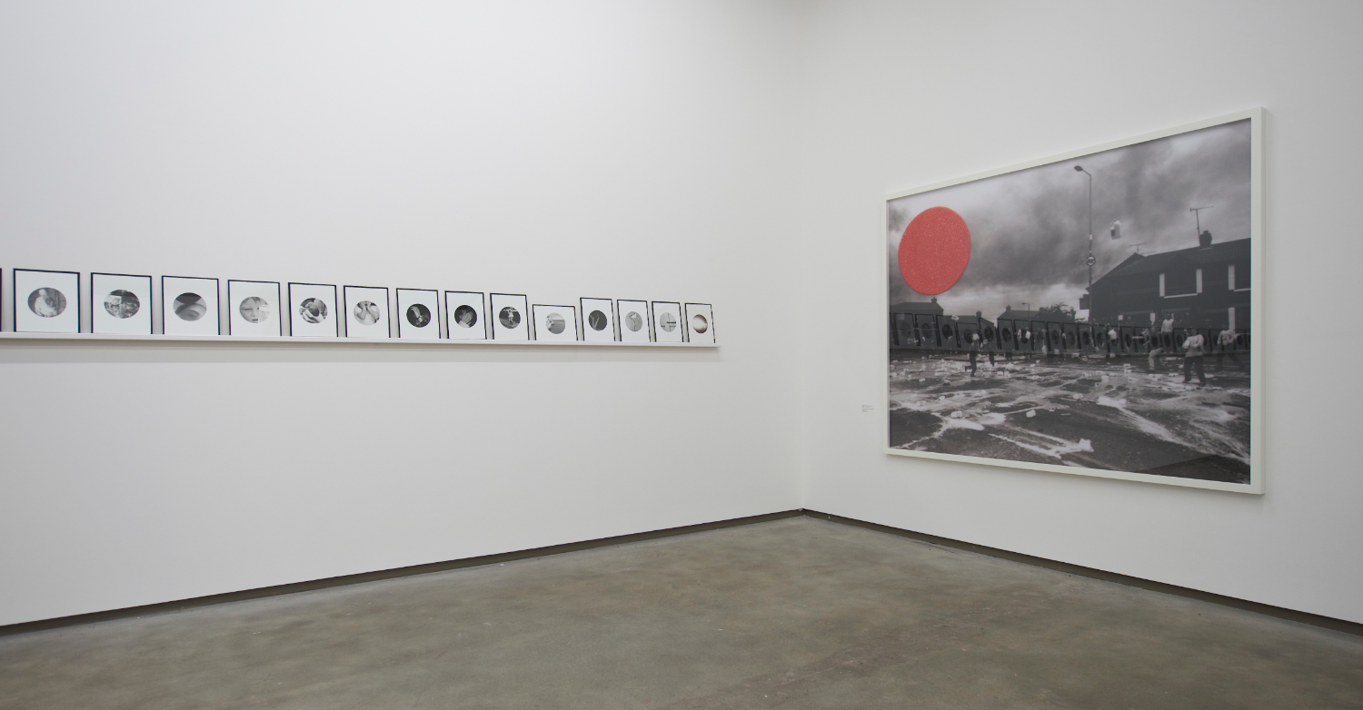 People in Trouble Laughing Pushed to the Ground (Contacts), Installation View, Northern Ireland (colon) 30 Years of Photography, Belfast Exposed, May 2013, image © Jordan Hutchings - 4.jpg