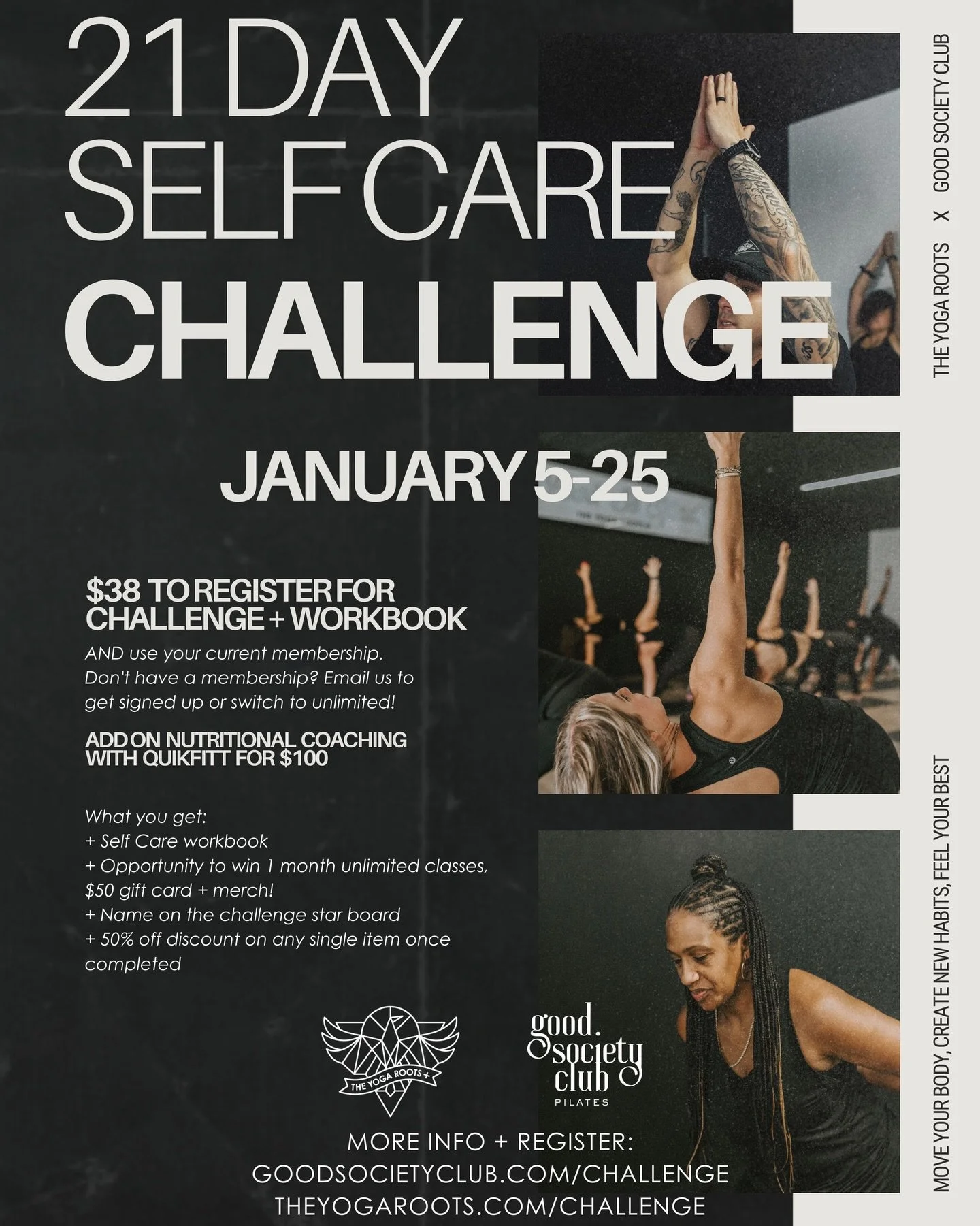 Our 14th annual 21 day challenge is here!!! 😏
What&rsquo;s different about this one? Well, you get a workbook to help guide you day by day, setting goals and tapping into your fullest best potential!
If you complete all 21 days you also have the opp