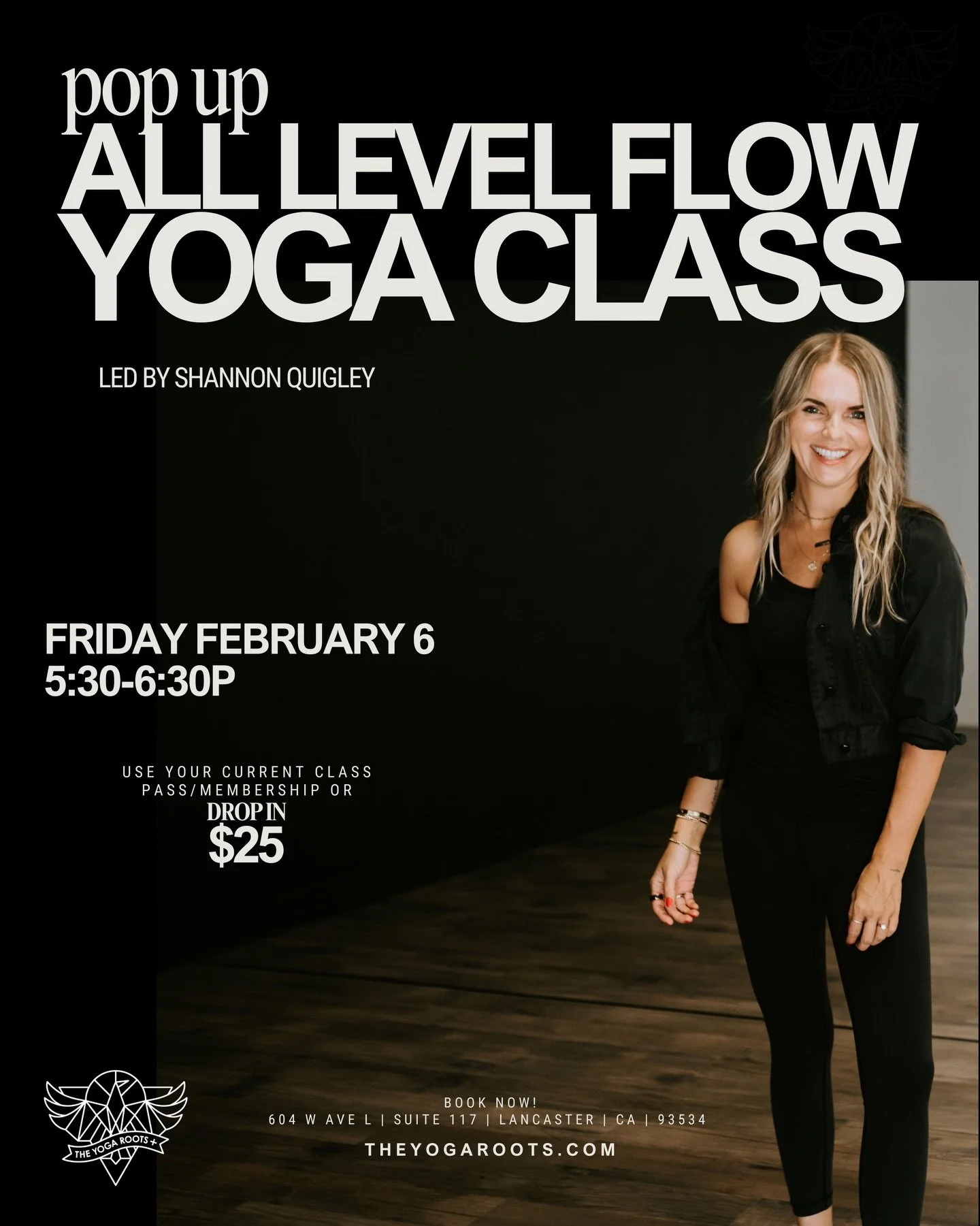 Happy hour with @shannon.quigley this Friday night. 
Served: an hour of sweat, a dope playlist and a good time. 😮&zwj;💨 
Sign up now, you don&rsquo;t want fomo. 😏

theyogaroots.com/schedule