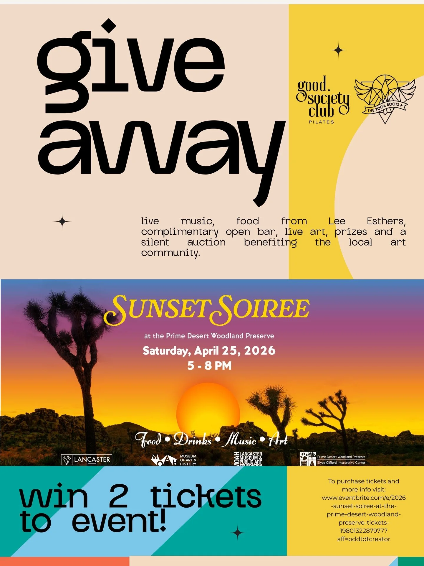 GIVEAWAY TIME!
food + drinks + music + art 

Win 2 tickets to @moahlancaster Sunset Soir&eacute;e ✨
Winner announced 4/17 at 5p

To enter:
&bull; Like the post and reshare to story. More reshares more entries. (Tag us so we see!)
&bull; @ your friend