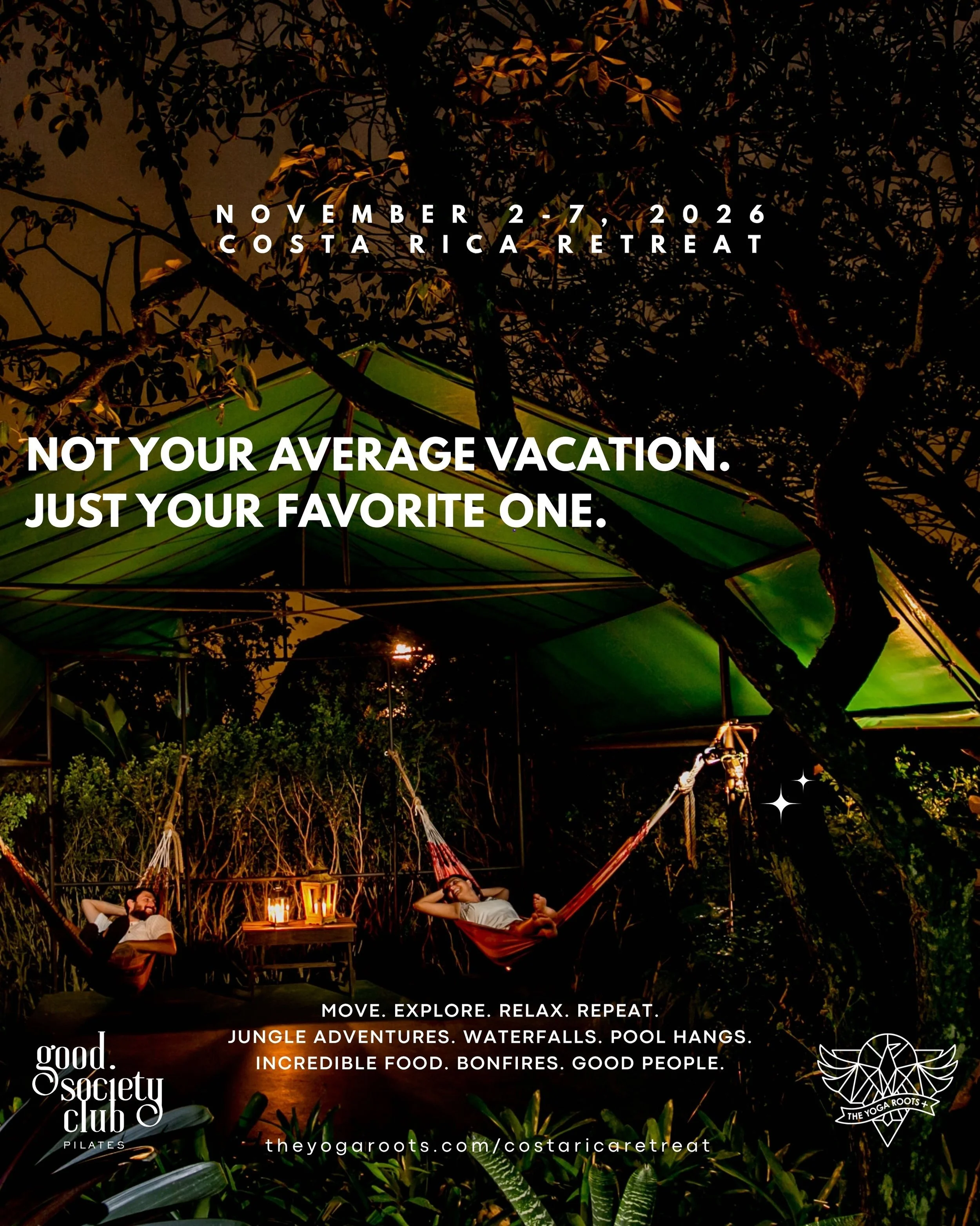 Not your average vacation. Just your favorite one. 🌴 

Think jungle adventures, waterfalls, pool hangs, daily movement, incredible food, bonfires, and a week with really good people.

This isn&rsquo;t about taking yourself too seriously. It&rsquo;s 