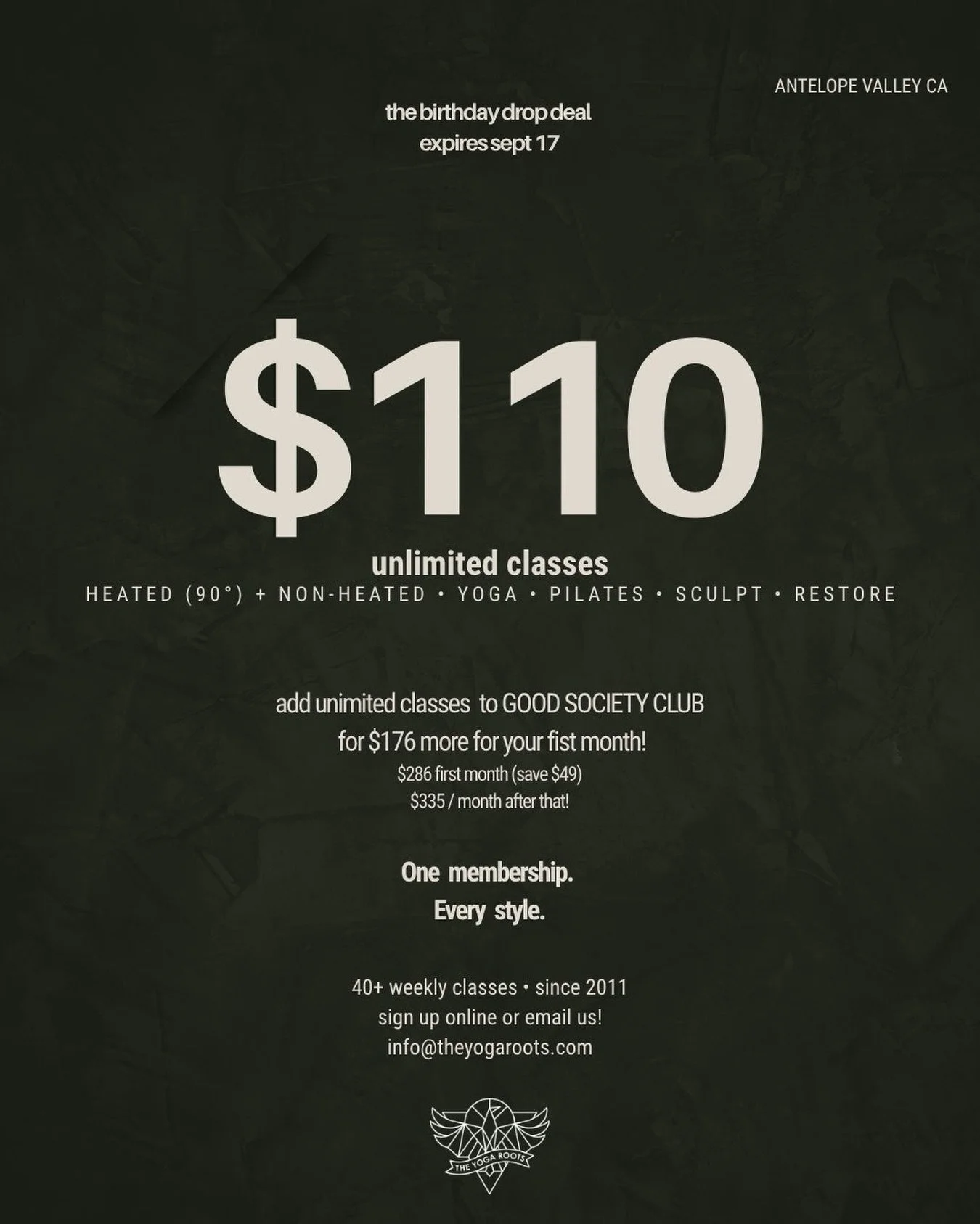The birthday drop is here and expires Sept 17! 
Snag it up before it&rsquo;s gone! 😏

Email us if you have q&rsquo;s. Stoked to have you!

Please note this is a 12 month contract.