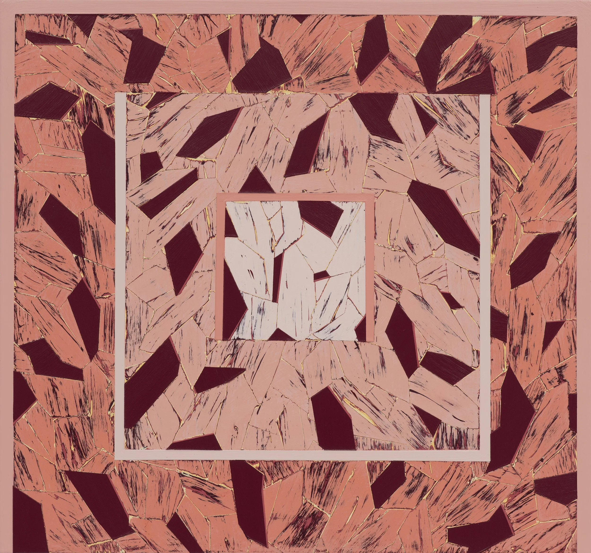The Center is Always the Beginning 2025 Acrylic on panel 15 × 16. in.