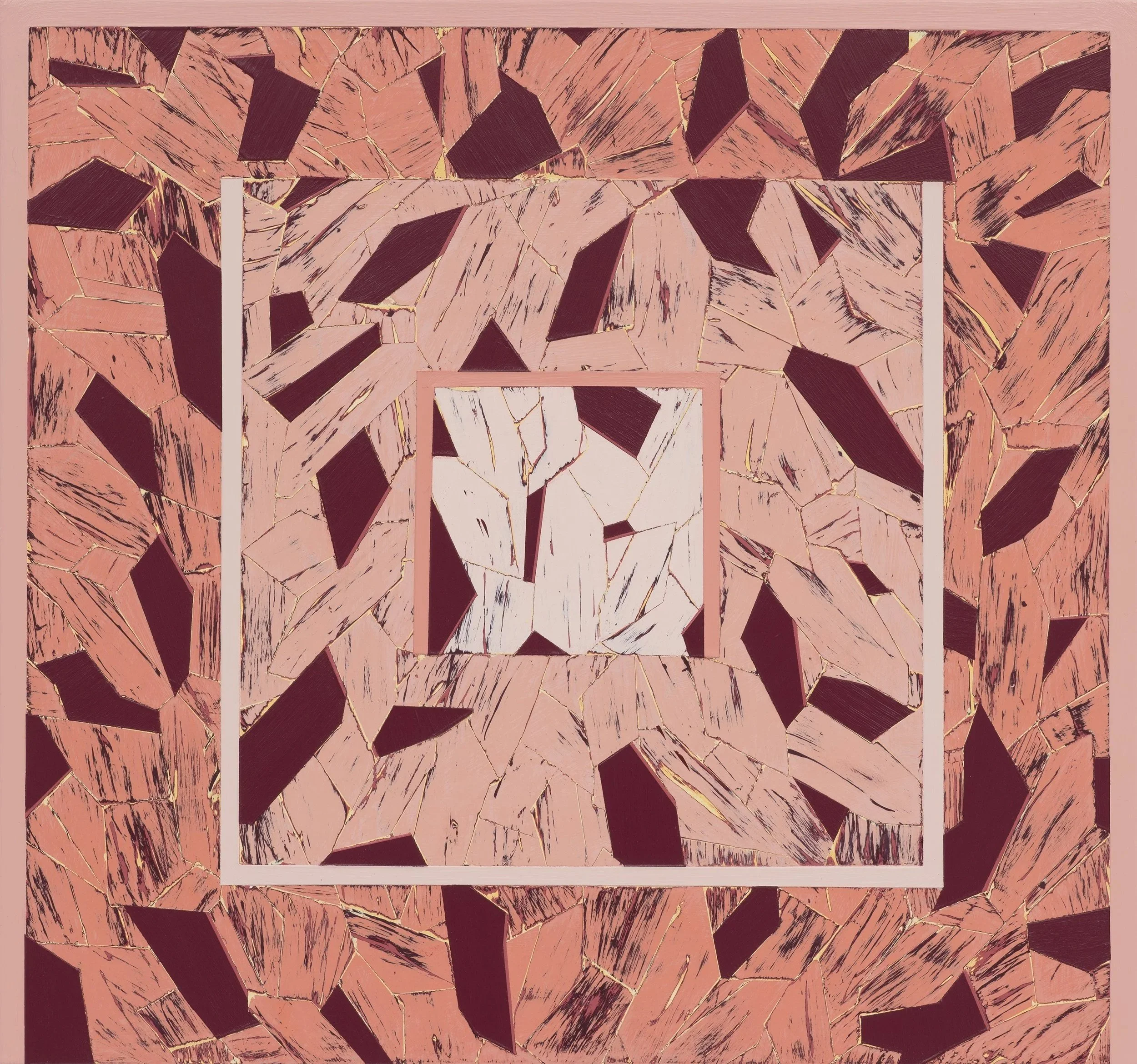 The Center is Always the Beginning 2025 Acrylic on panel 15 × 16. in.